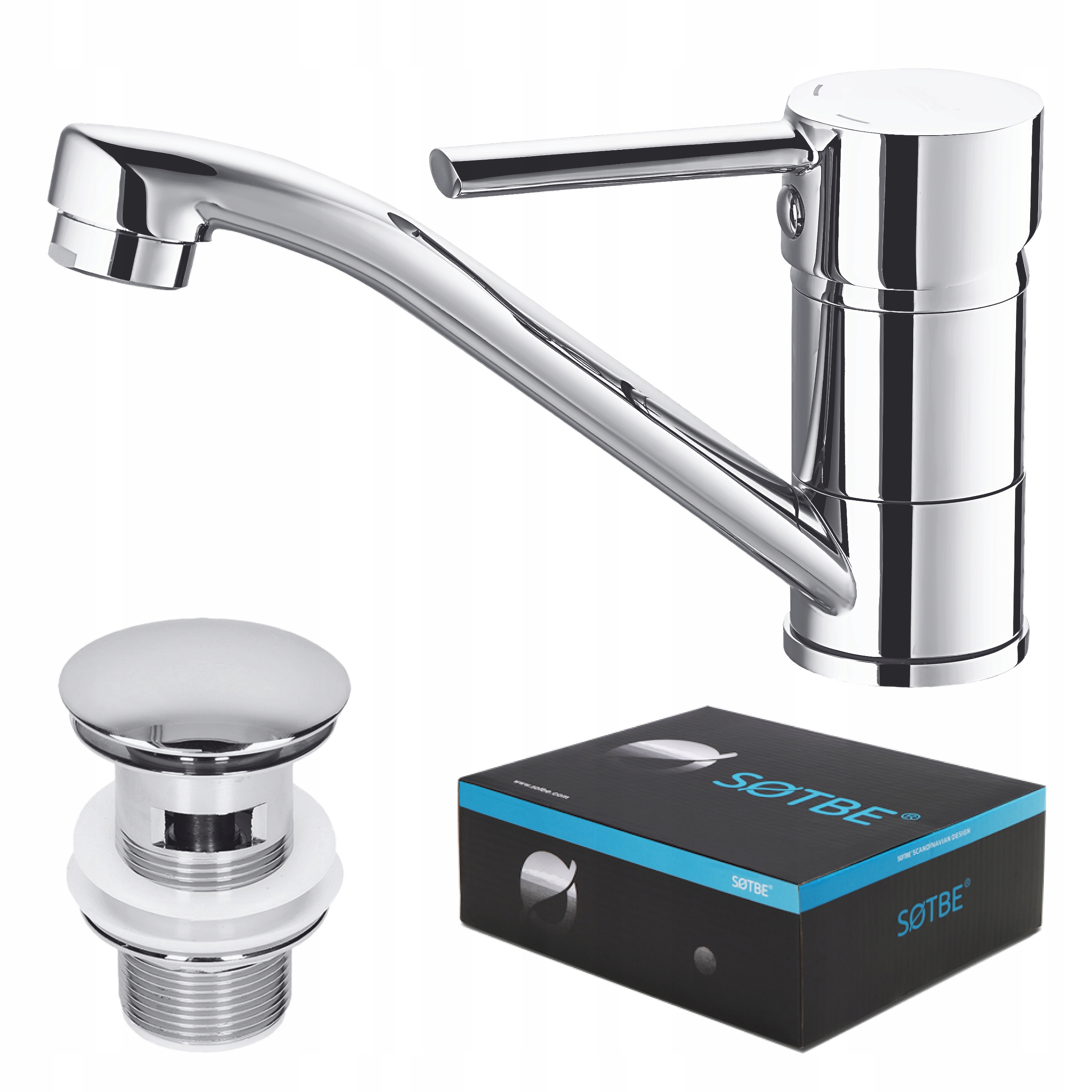 Stojánková umyvadlová baterie s otočným baterie pro umyvadlo a zátkou UNI-SSR-14259211