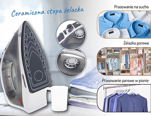 Żelazko Parowe Mesko 2800W Ceramiczna Stopa MS 5037 Szare