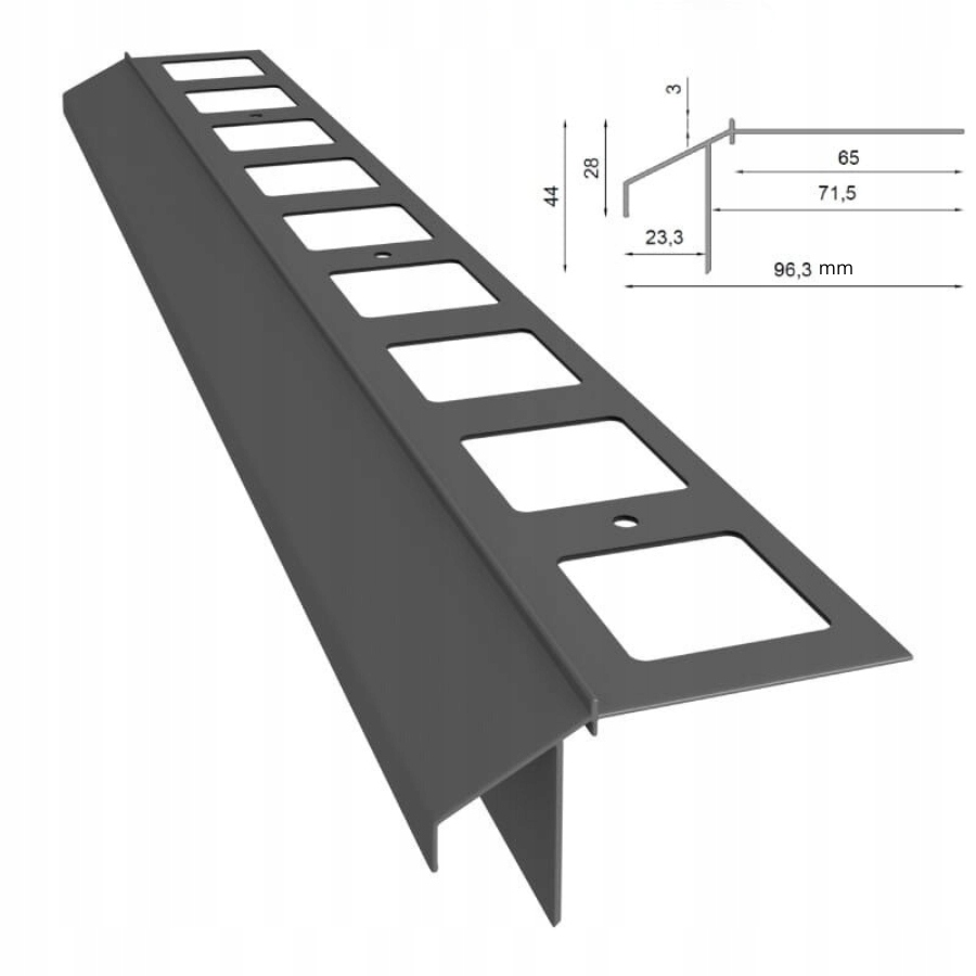 Okapový balkonový profil K100R Renoplast Grafit Ral 7024
