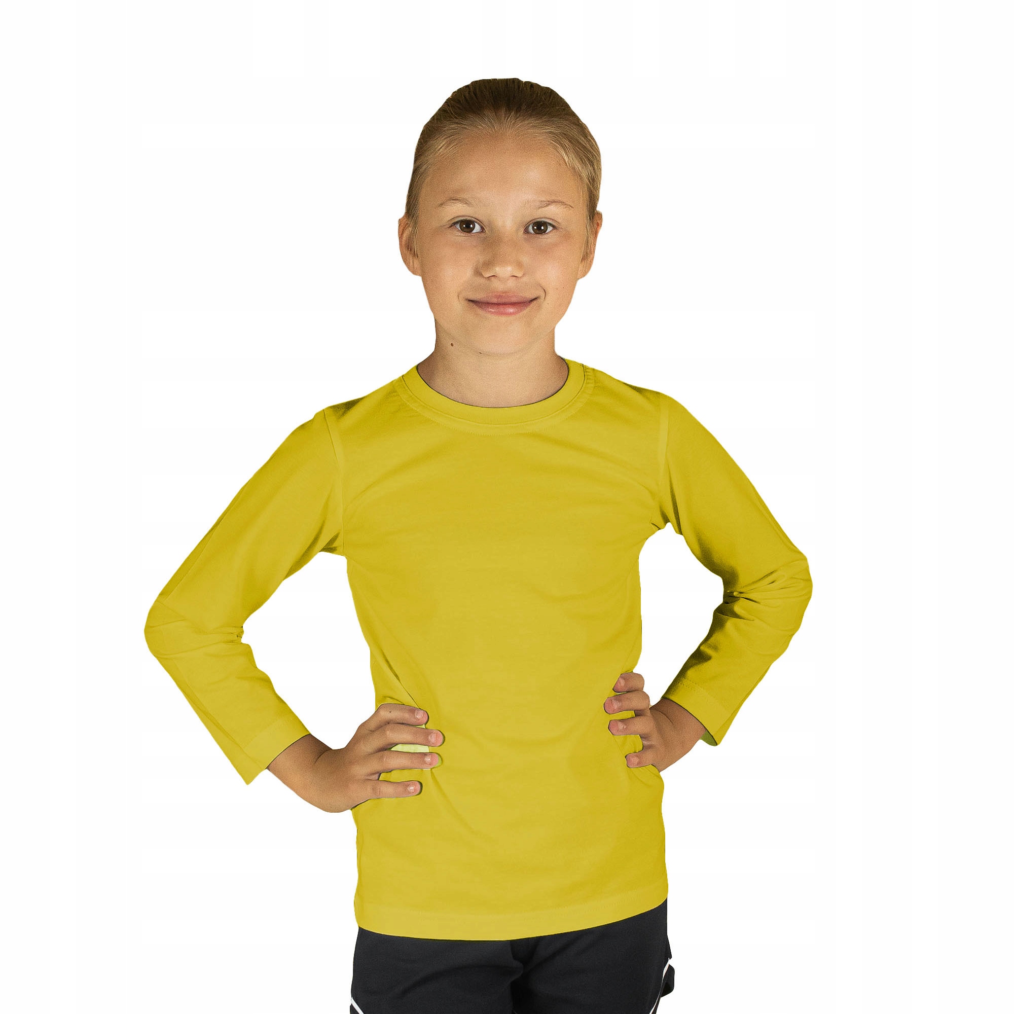 GŁADKA ŻÓŁTA KOSZULKA BLUZKA Z DŁUGIM RĘKAWEM 110 BLUZKI DZIECI BEZ WZORÓW Marka Marcinkowski