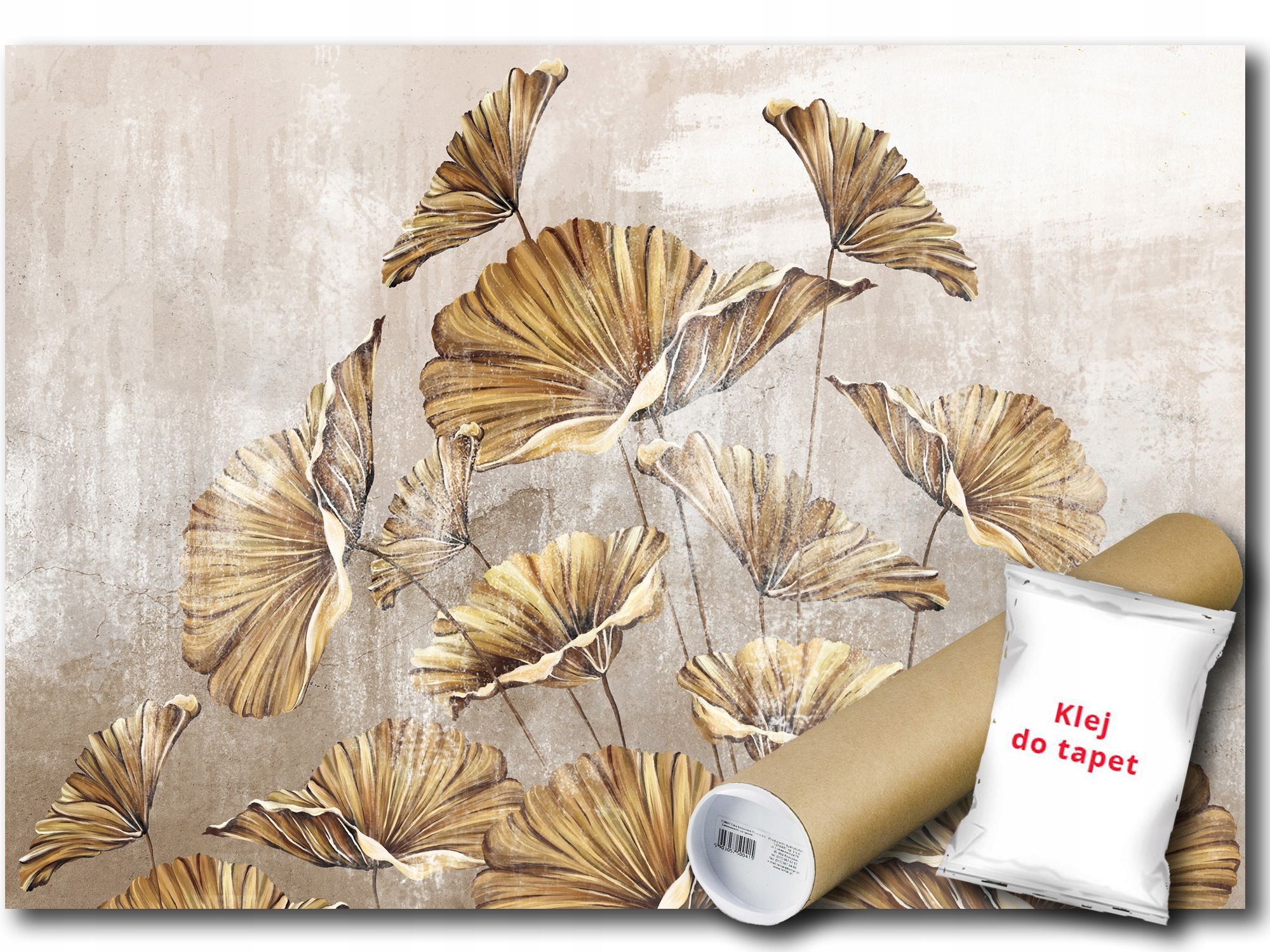 Vinylová Fototapeta Zlaté Listy Rostliny Zlato Beton Imitace 208x146