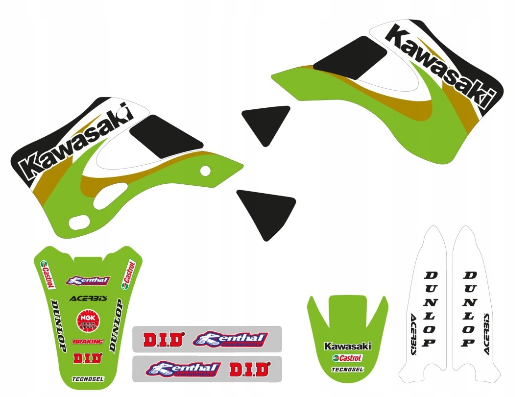 Tecnosel (blackbird) Komplet Nálepiek (oklein) Kawasaki Kx 125/250 '99-'02,