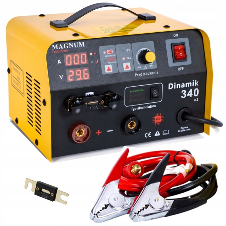 PROSTOWNIK Z ROZRUCHEM samochodowy DINAMIK rozruch MAGNUM 340 12V 24V
