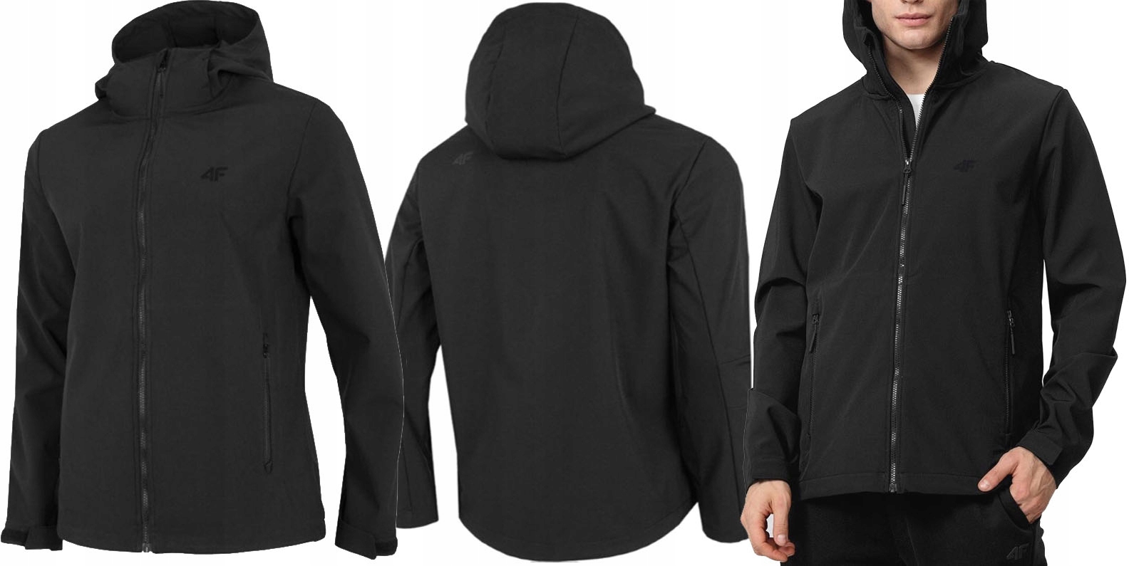 

Kurtka Męska 4F Z Kapturem Czarna Softshell Roz. S