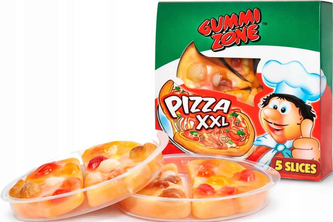 Levně Želé Bonbony ve tvaru pizzy XXL Bezlepkové Gummi Zone 21g 24 kusů