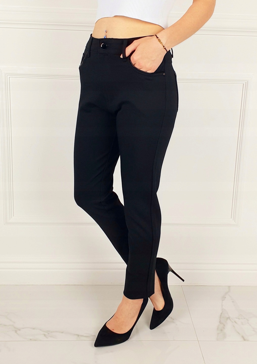 #DAMSKIE SPODNIE DOPASOWANE - MODELUJĄCE Plus Size Rozmiar 44