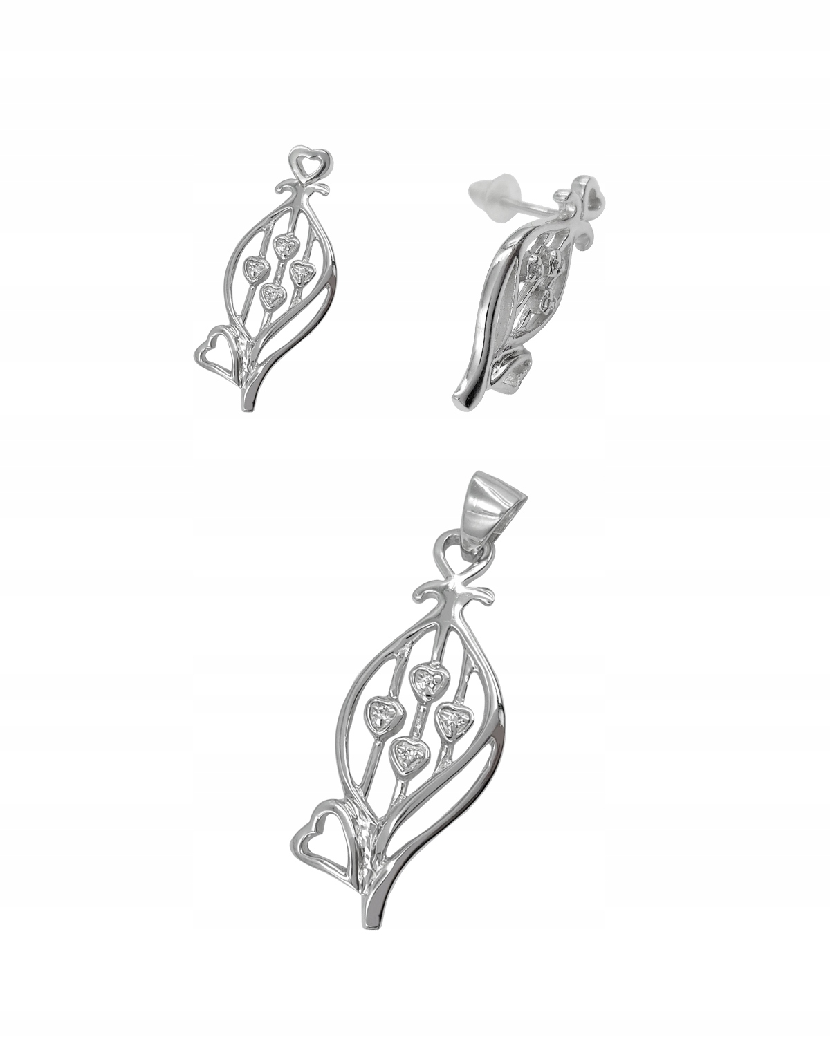 Náušnice se srdíčky přívěsek Ag925