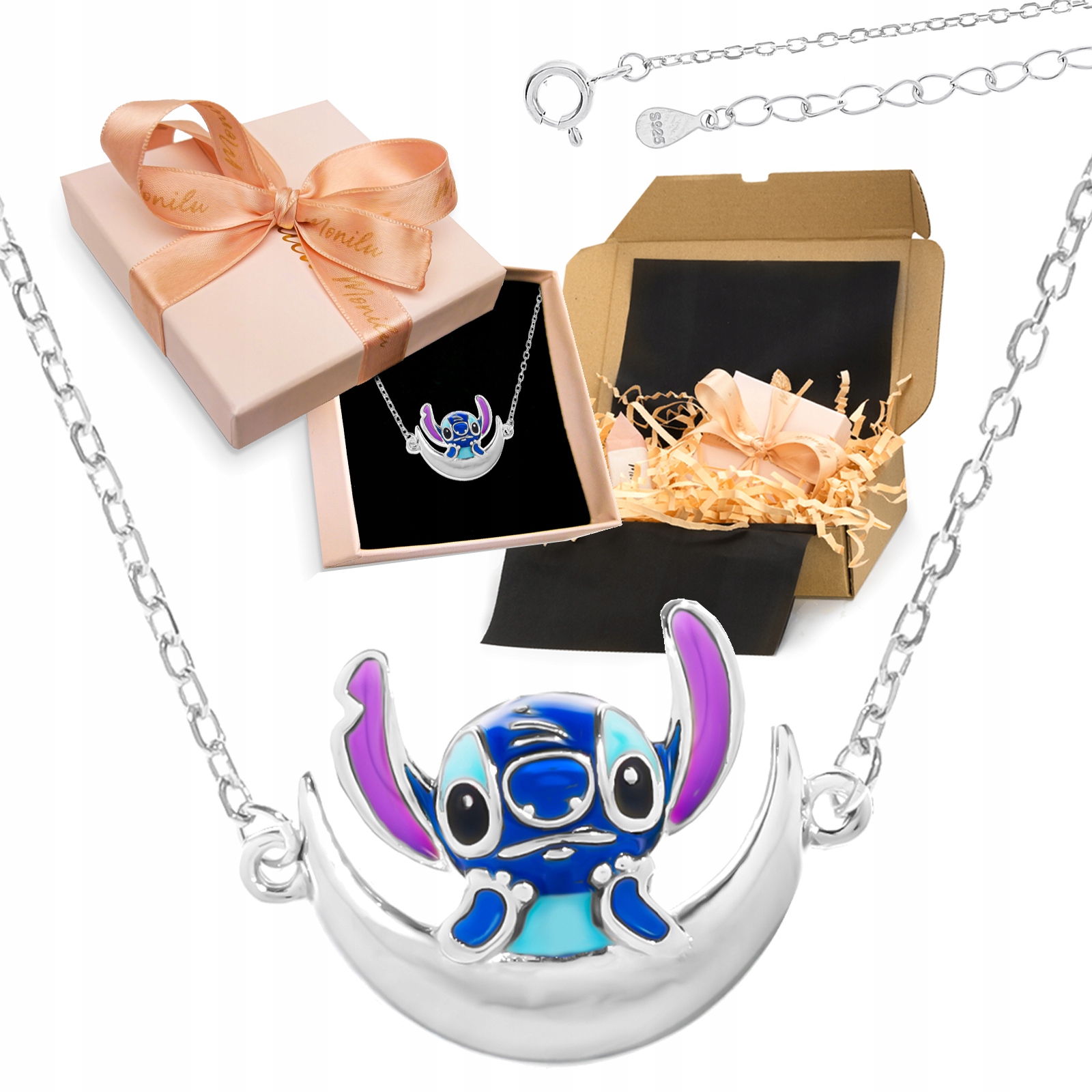 Stříbrný náhrdelník 925 Stitch Měsíc pro malou slečnu Dárek