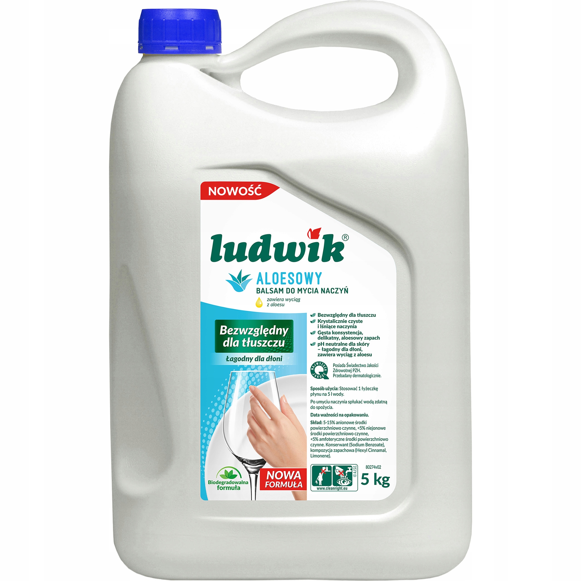 

Płyn do mycia naczyń zapas balsam aloes 5L Ludwik