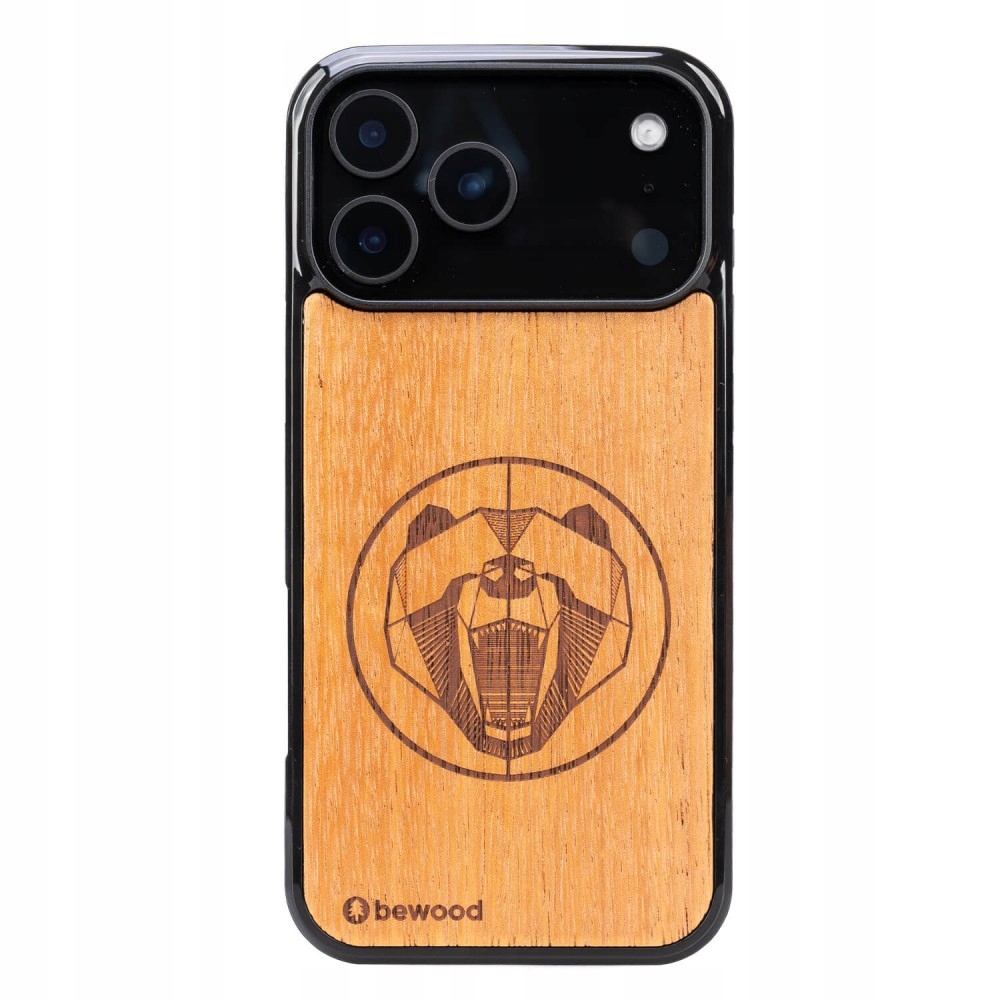 Dřevěný Pouzdro Bewood pro iPhone 17 Pro Max s motivem medvěda Merbau