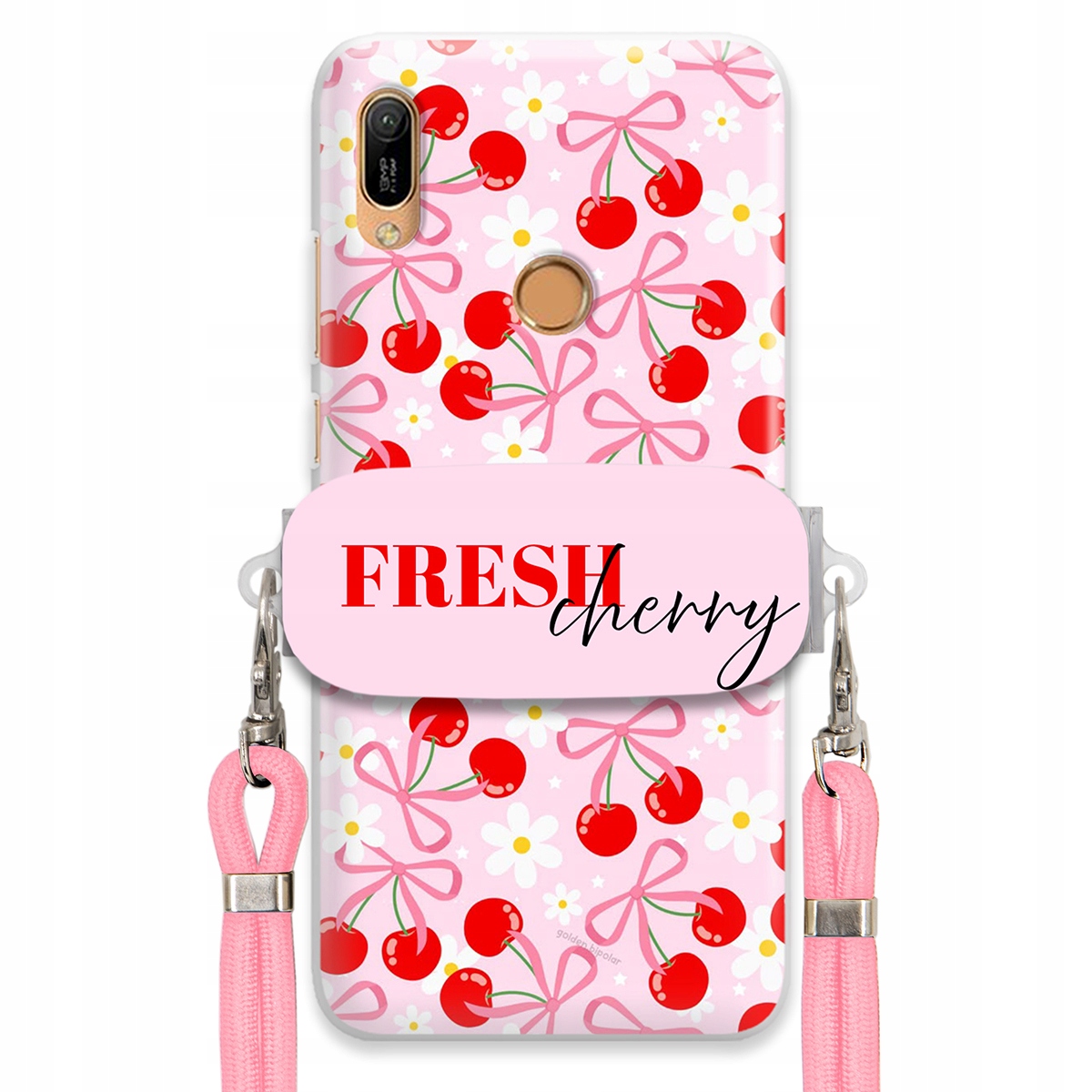 Puzdro pre Huawei Y6 Prime 2019 Case Držiak šnúrok Ružový Fresh Cherry Kokardy