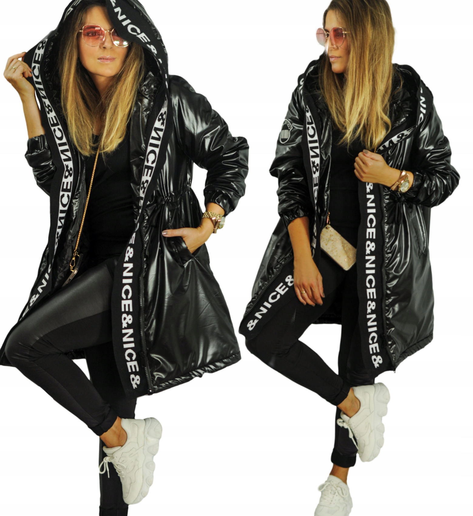 

Parka wiosenna Nice lakierowana Kaptur czarna L