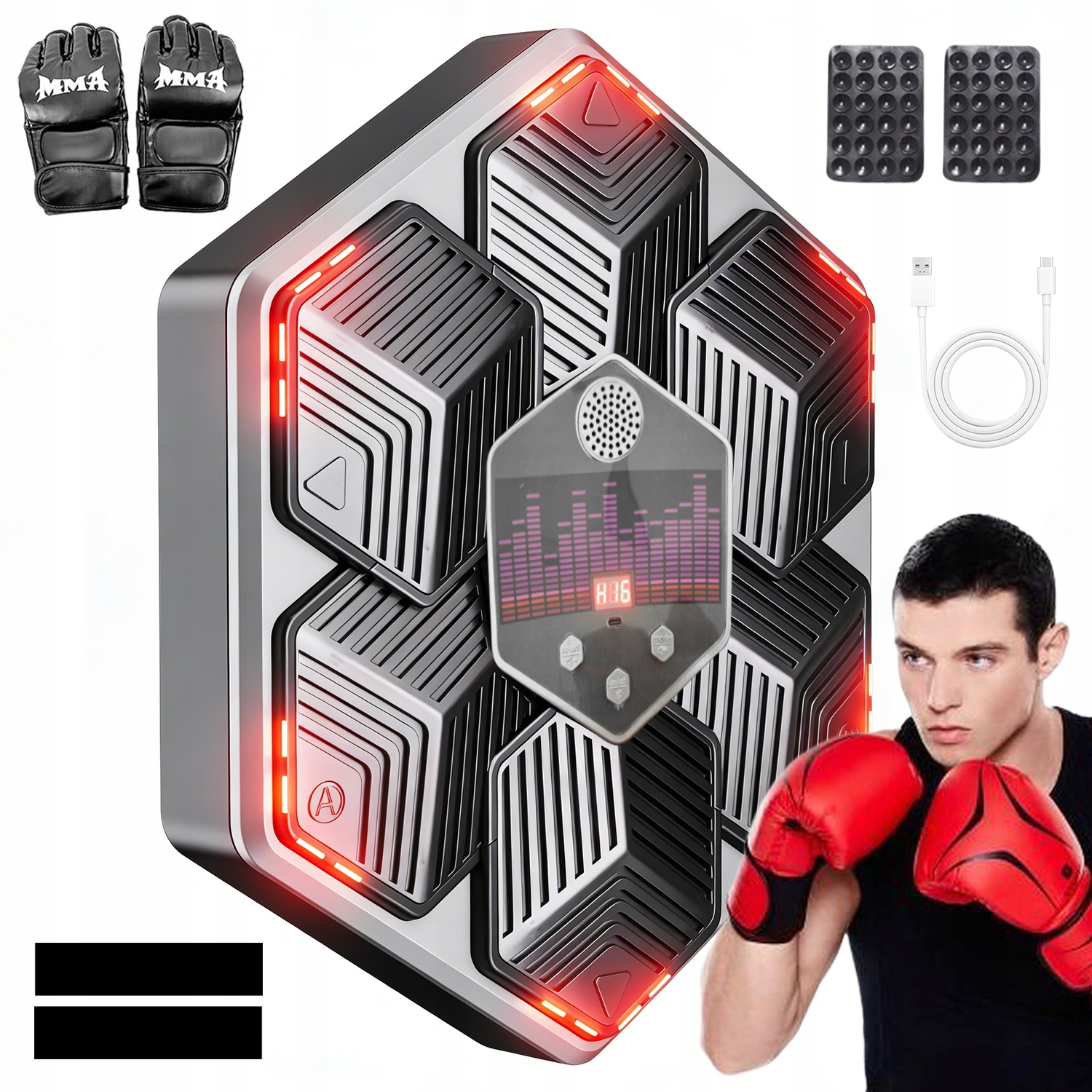 Šestiúhelníkový Boxovací Kotouč Smart Led 14 Režimů Bluetooth Pro Trénink