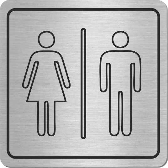 Tabliczka TOALETA DAMSKO-MĘSKA WC STAL NIERDZEWNA