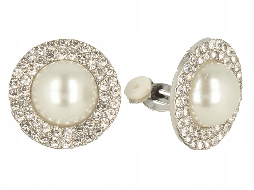 Klipsy do uszu srebrne z perłą Marka bez marki