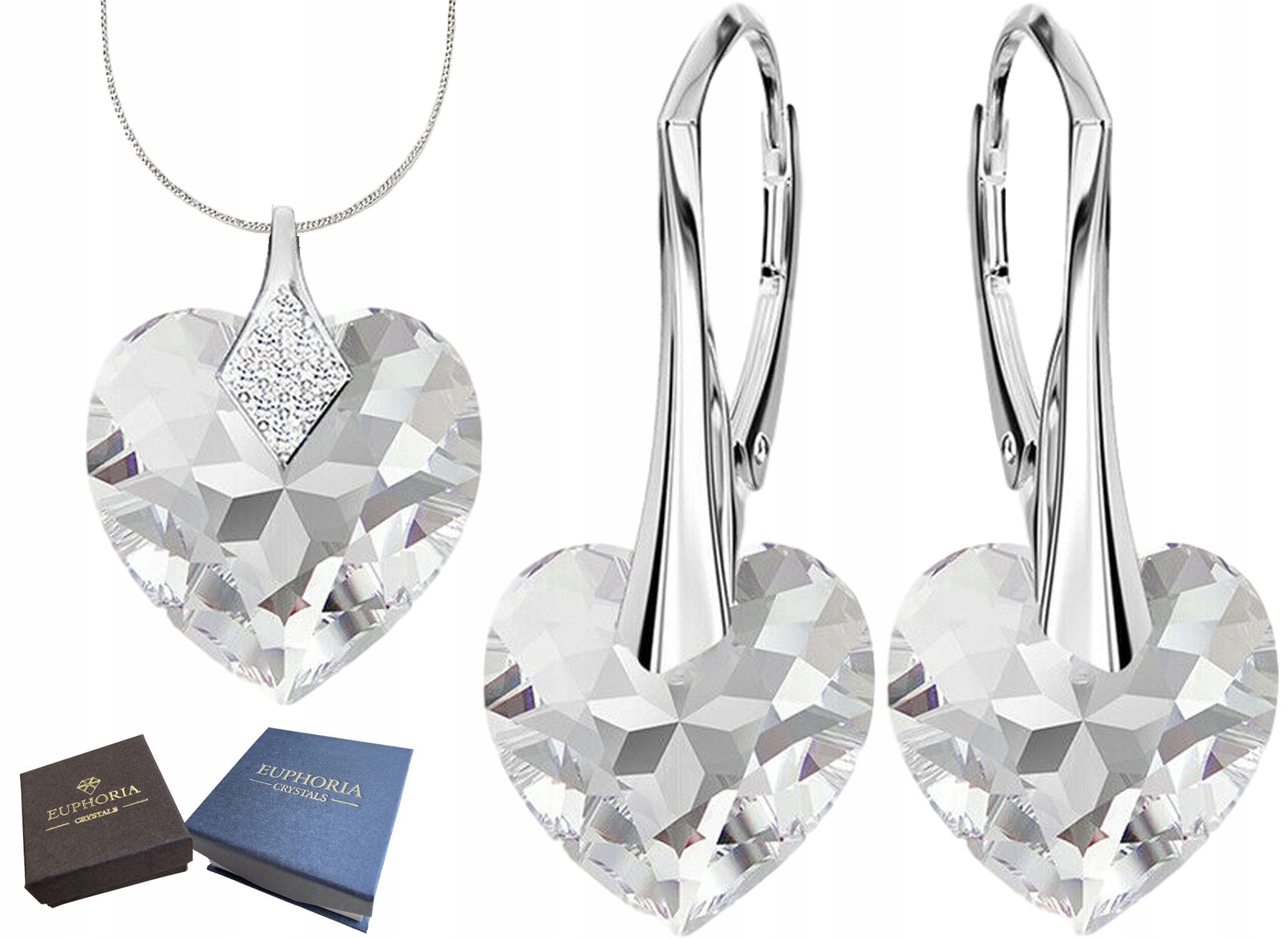 Stříbrná sada Stříbro náušnice 925 se srdíčkem, Náušnice , Dárek