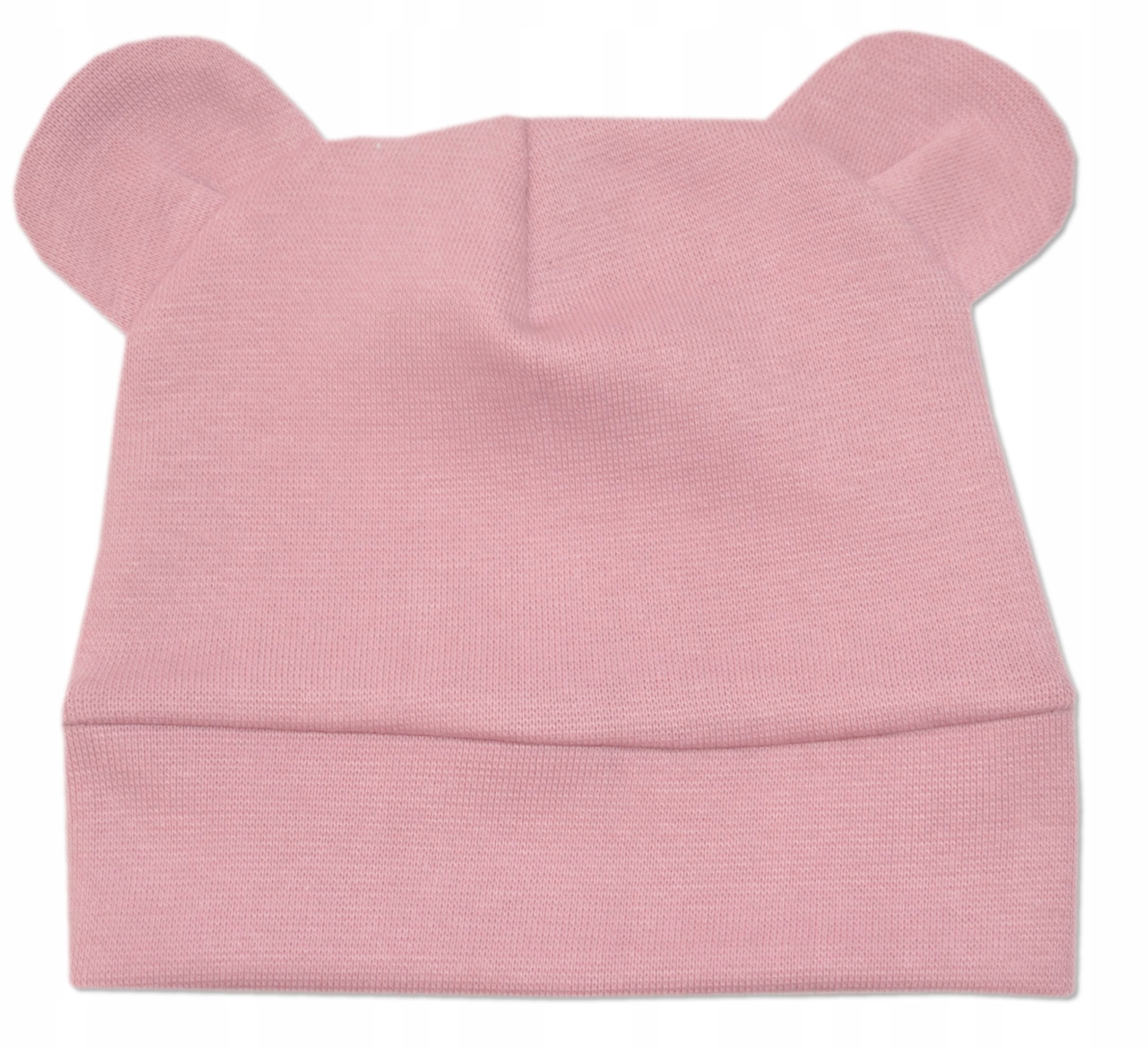 

czapka miś noworodek 35-39cm 0-3m brudny róż
