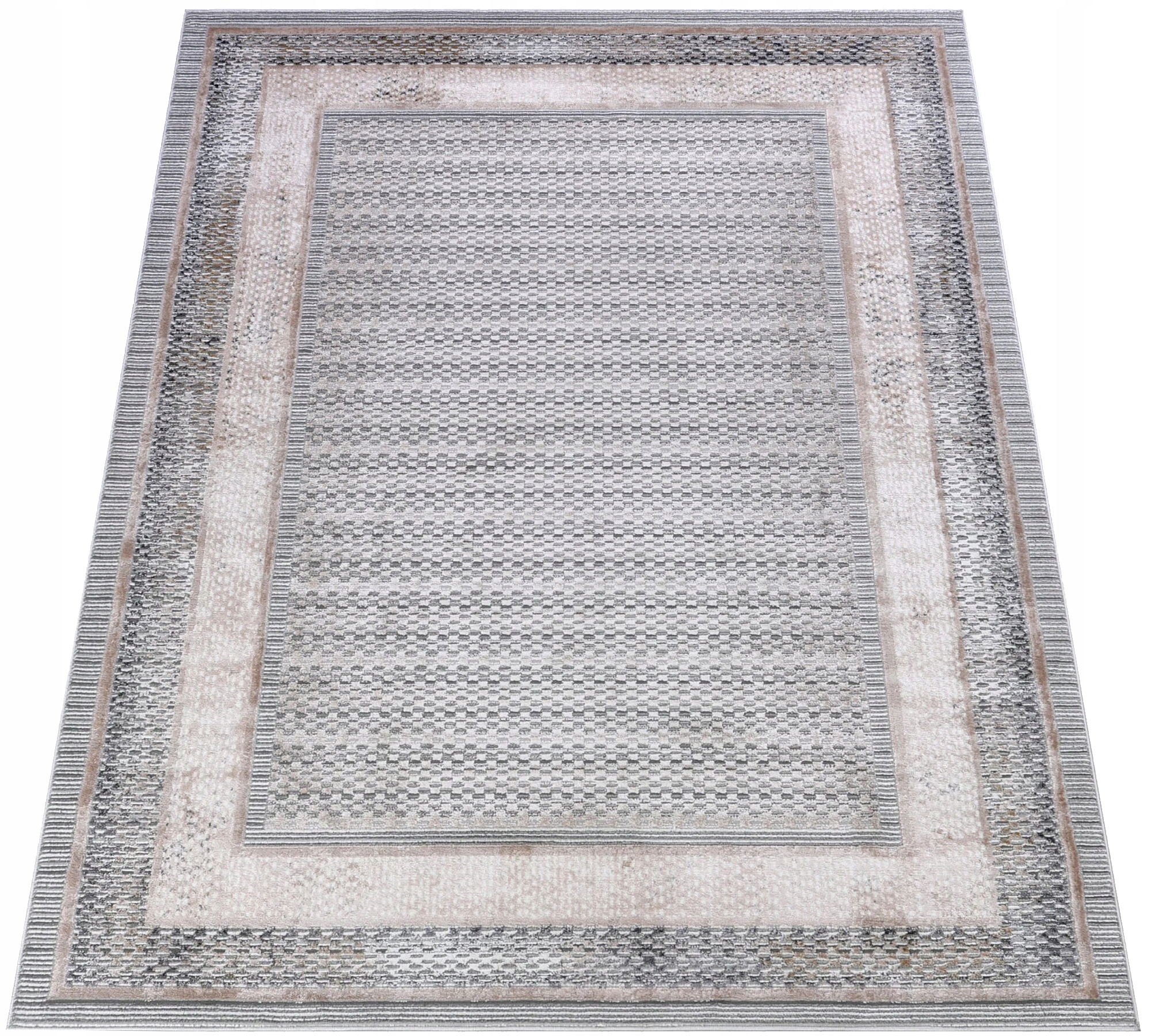 Koberec Komo 140x200 Štýlový Moderný s leskom šedý béžový w10