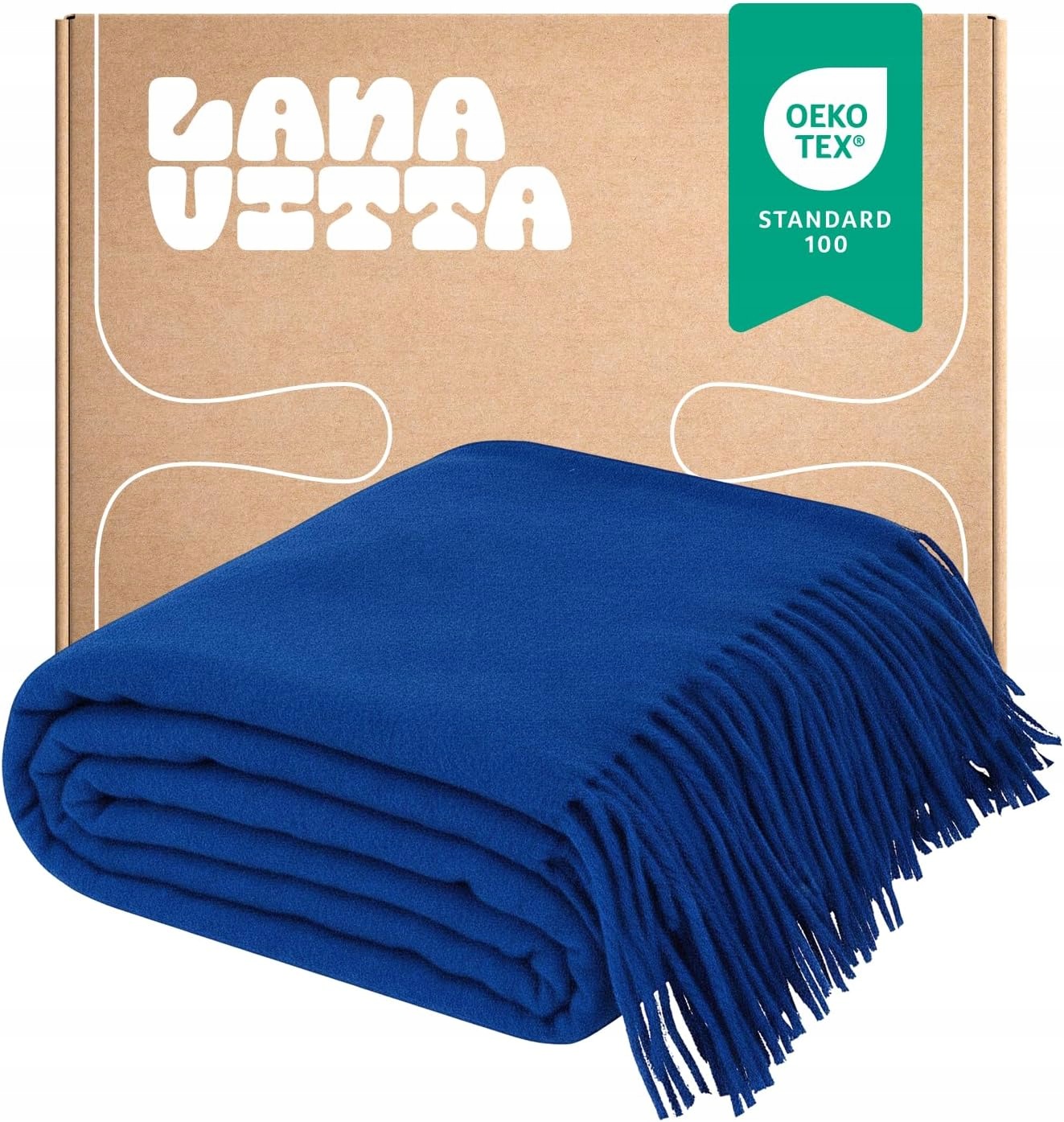 Teplá vlnená deka Grand 100 % Vlna Pléd Jasnomodrá 140 x 200 cm