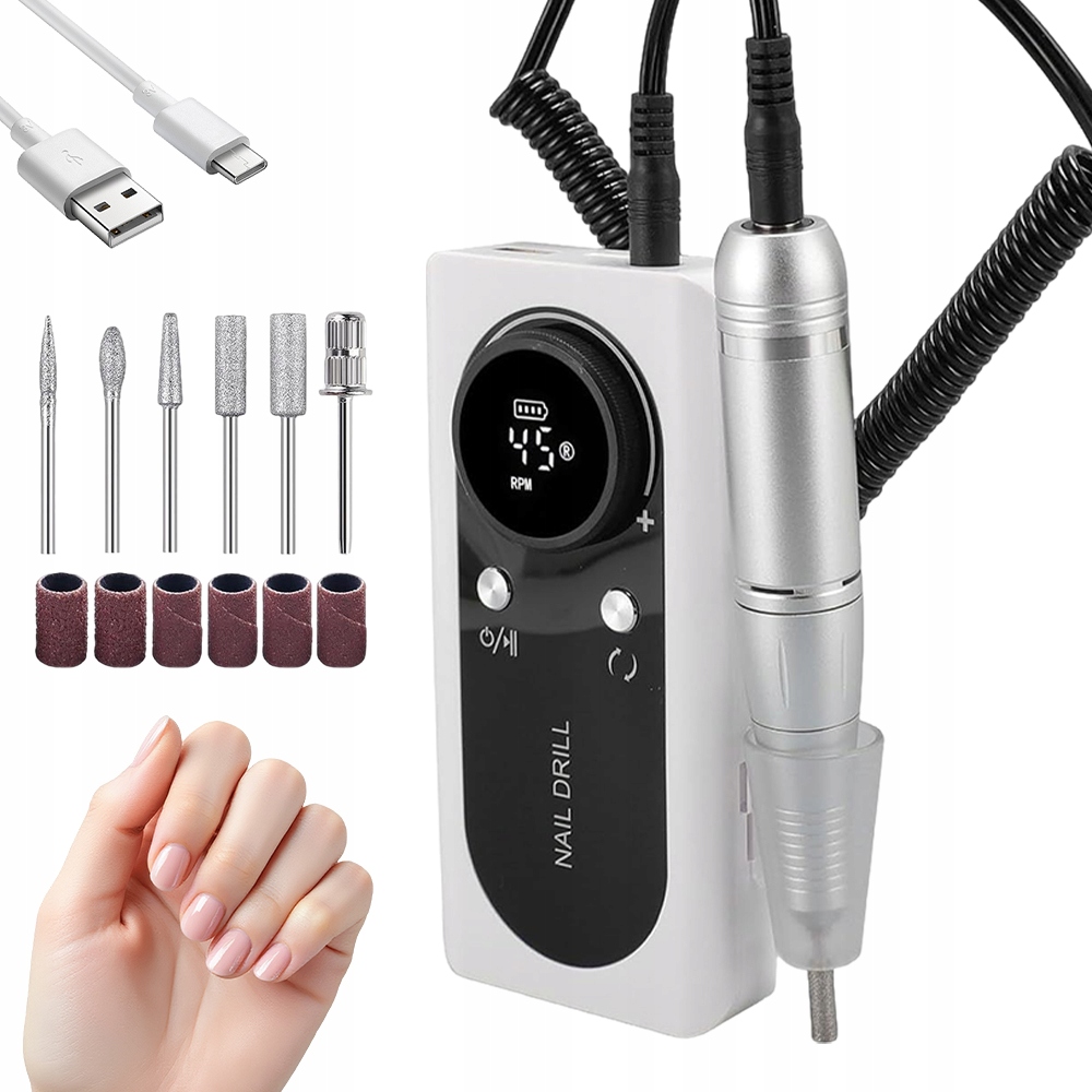 Elektrická Bruska Na Nehty 45000 Rpm S Baterií A LCD Vysoká Kvalita