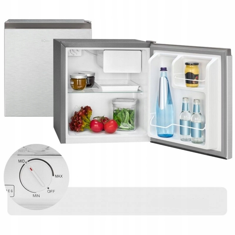 LODÓWKA CHŁODZIARKA ZAMRAŻARKA PODBLATOWA HOTELOWA MINIBAR 45L SREBRNA 50cm Marka Bomann