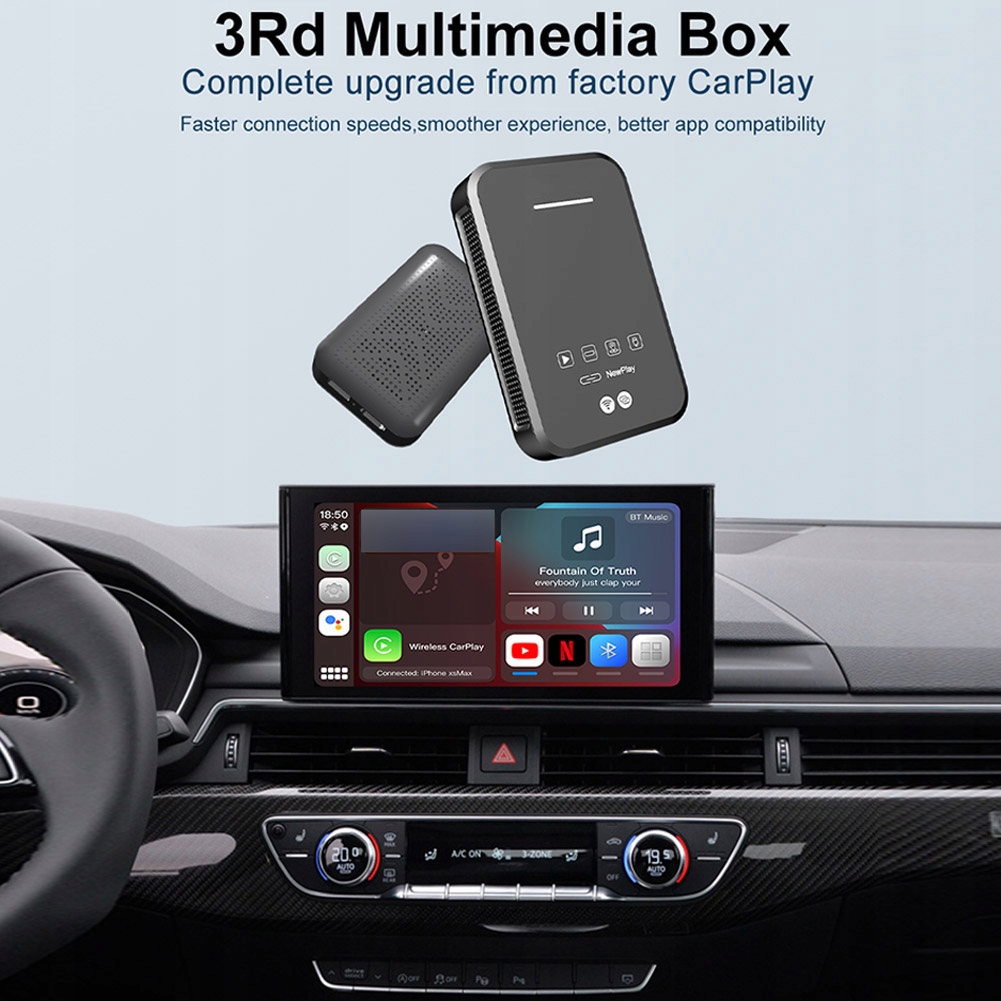 Mini TV Ai Box CarPlay sans fil, Android Auto pour Audi Benz Mazda