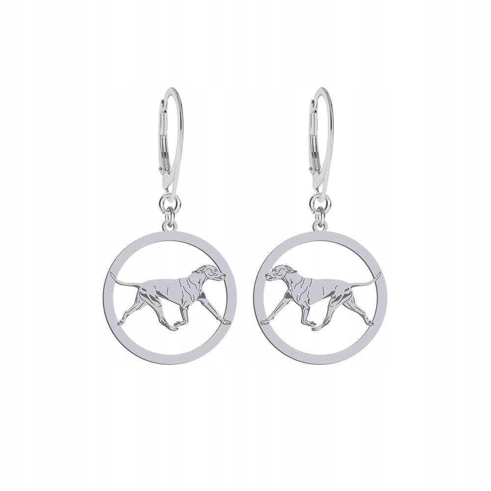 Stříbrné Náušnice se psem Maďarský krátkosrstý ohař 925 Žena Gravírování