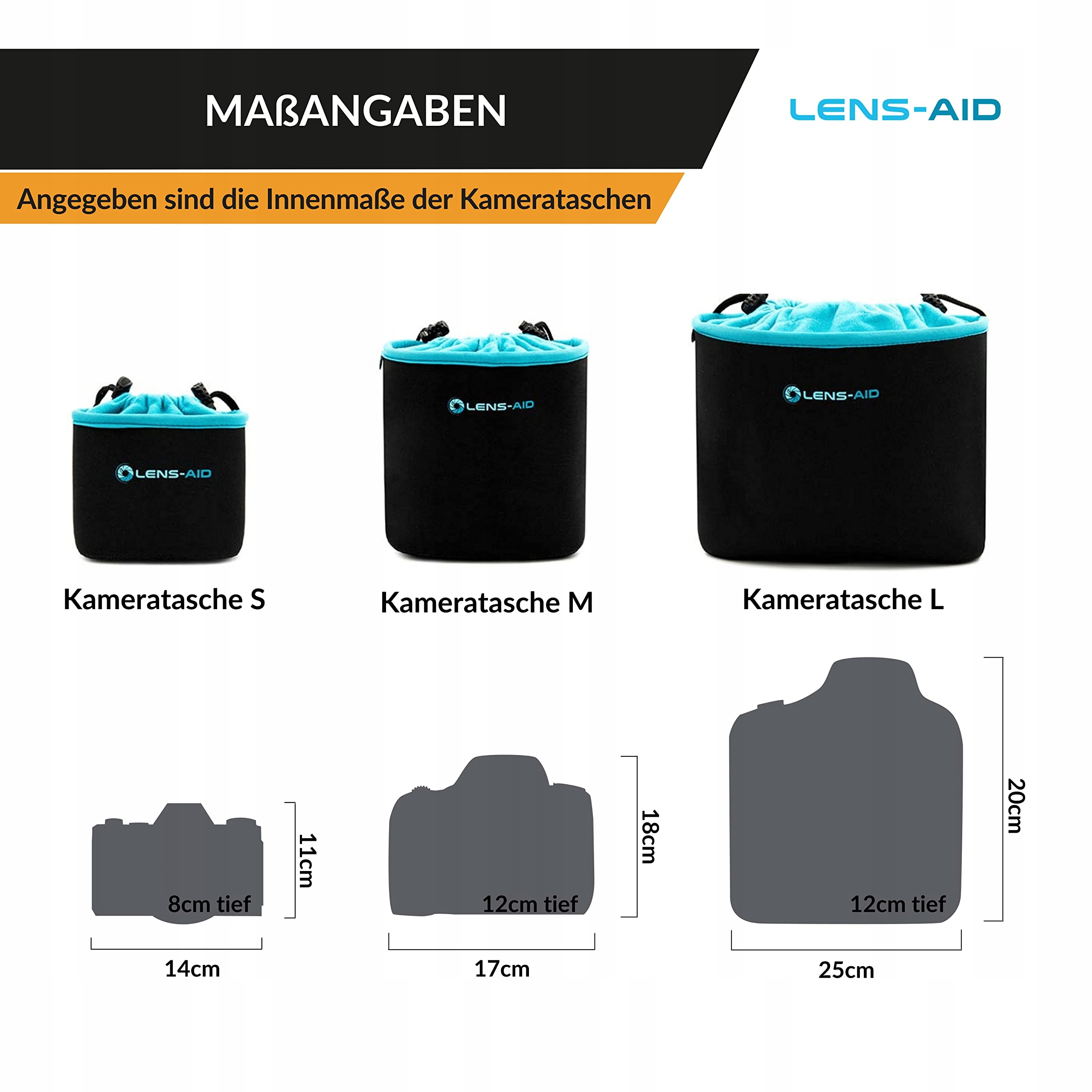 LENS-AID Neoprenowy Pokrowiec Na Kamerę Z Ochronną Wyściółką 3 Sztuki — miniatura 4