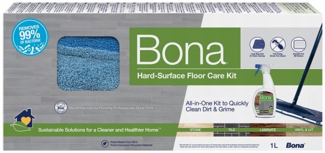 Bona Zestaw Mop Środek Do Czyszczenia Płytek Laminatów Paneli 1L