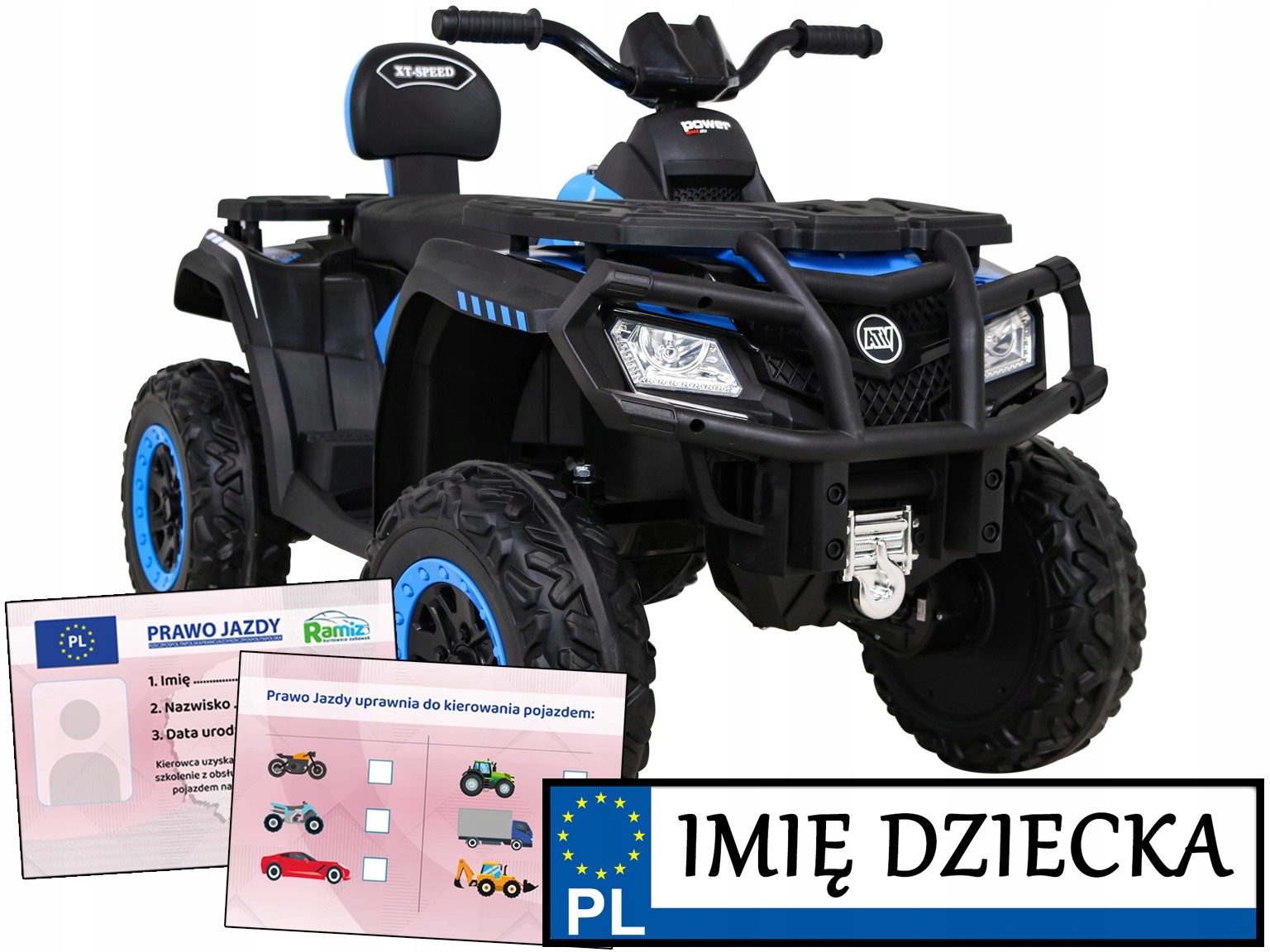 Quad Dla Dzieci na akumulator XT-Speed napęd 4x4 tablica imienna 4x80W