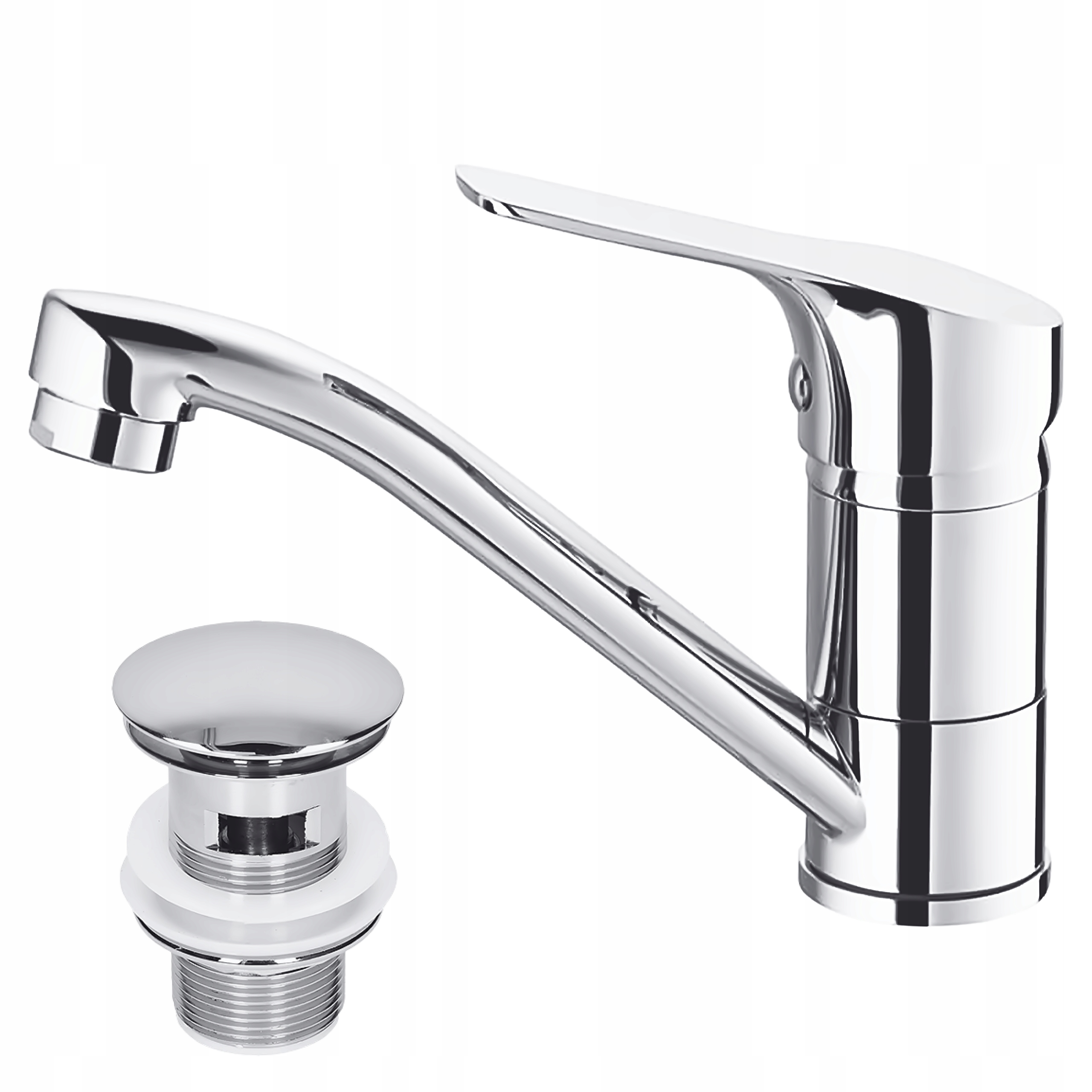 Stojánková umyvadlová baterie s pohyblivým výtokové ramínko, zátka klik klak s přepadem