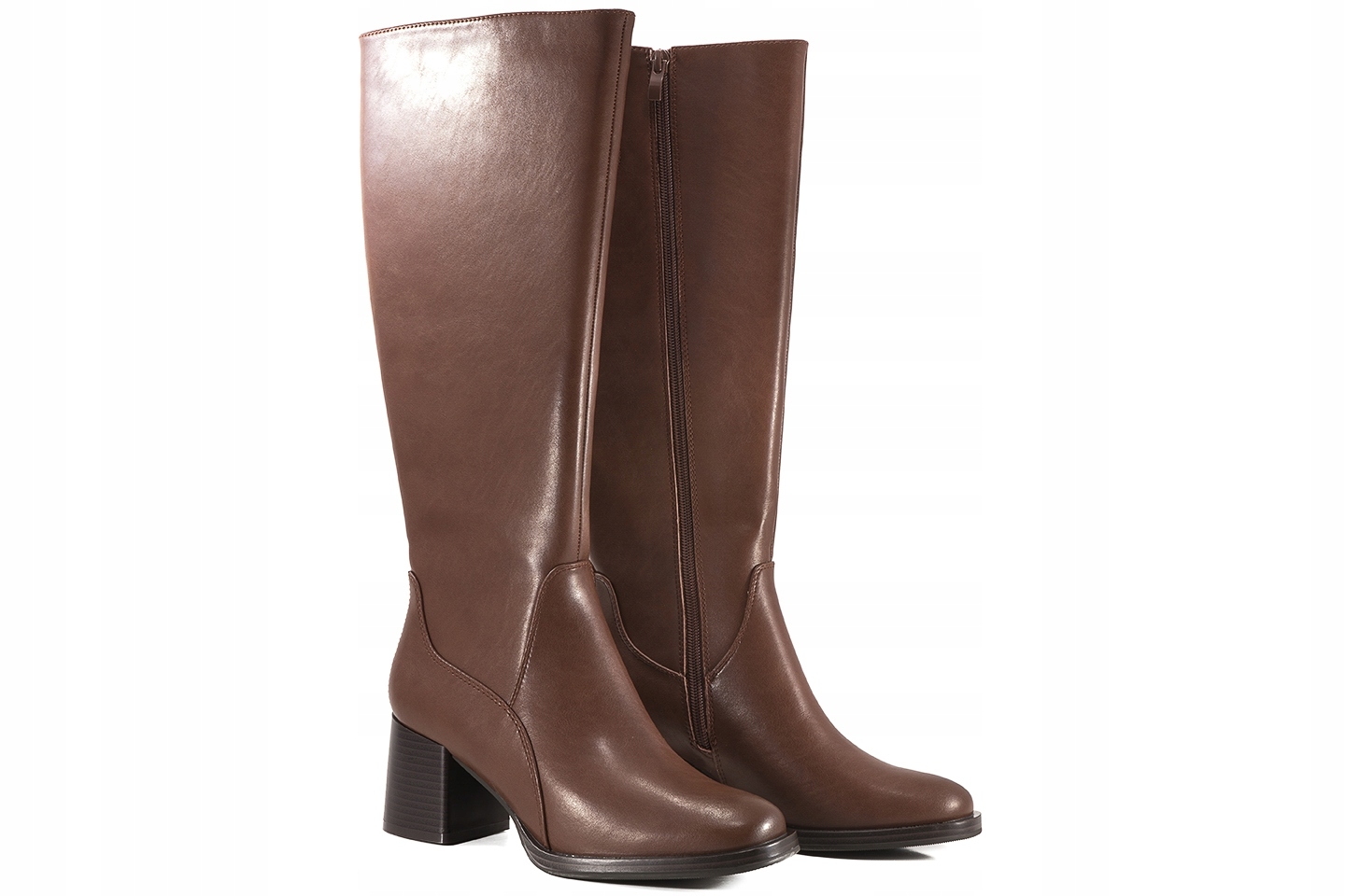 Sergio Leone KZ231-S Dámské Vysoké Kozačky Na Podpatku, Kůže, hnědé 37