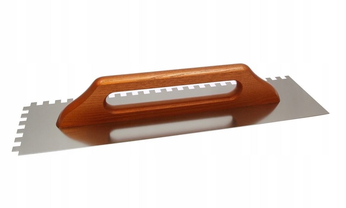 Nerezová Zubová Stěrka Na Lepidlo 130 X 480 MM, Zub 6 MM, Dřevěná Rukojeť