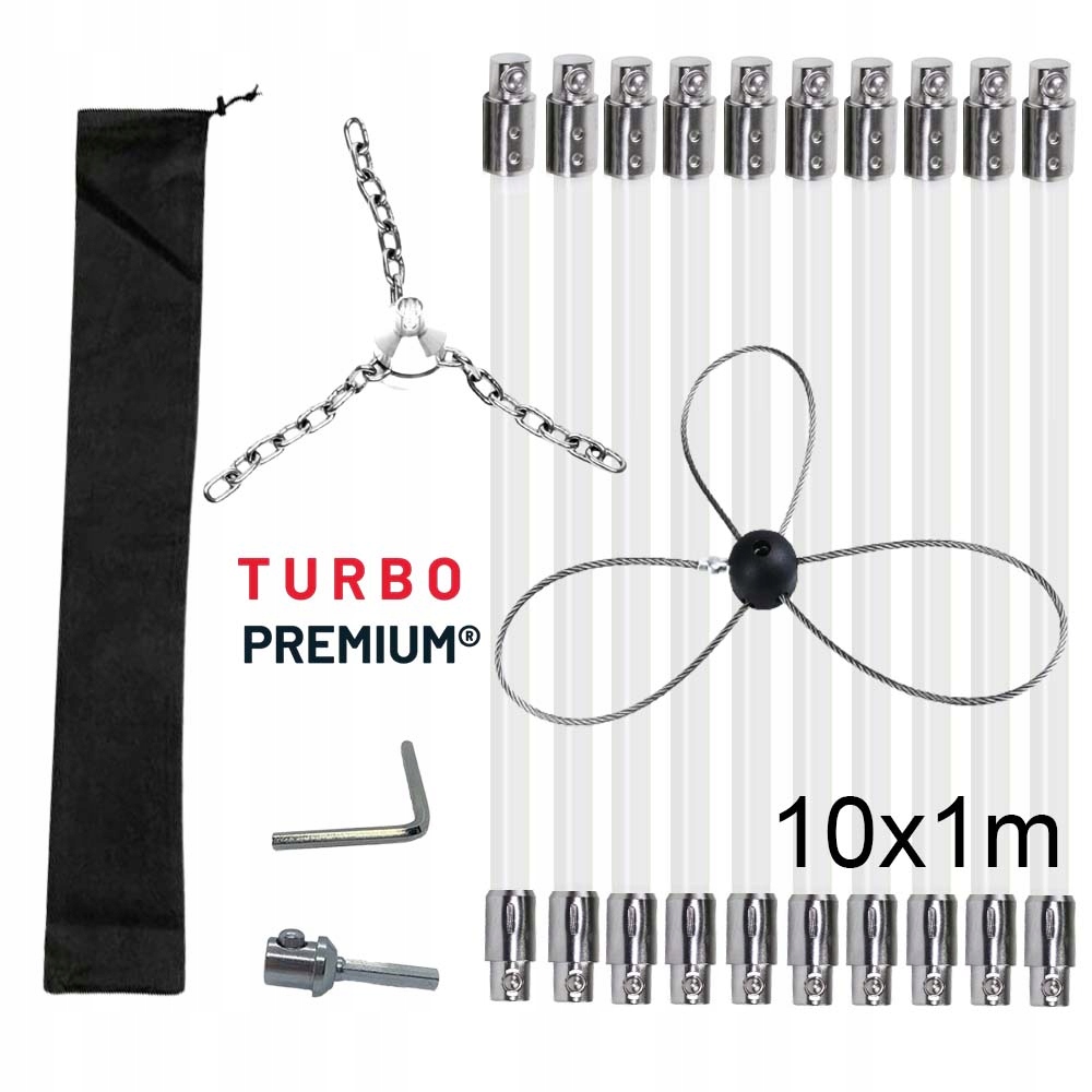 Rotačný čistič komína s reťazovou hlavou a lankom Turbo Premium – 10M