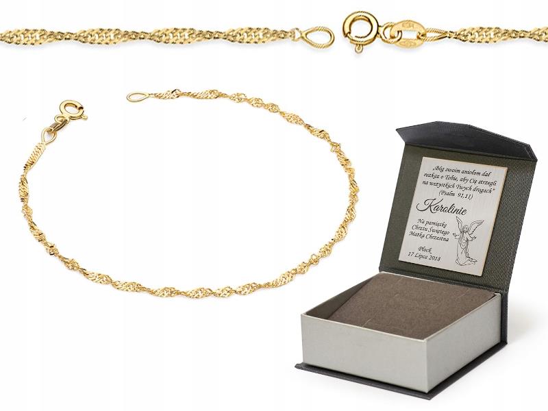 

Złota bransoletka diamentowana 333 Singapur 17 cm