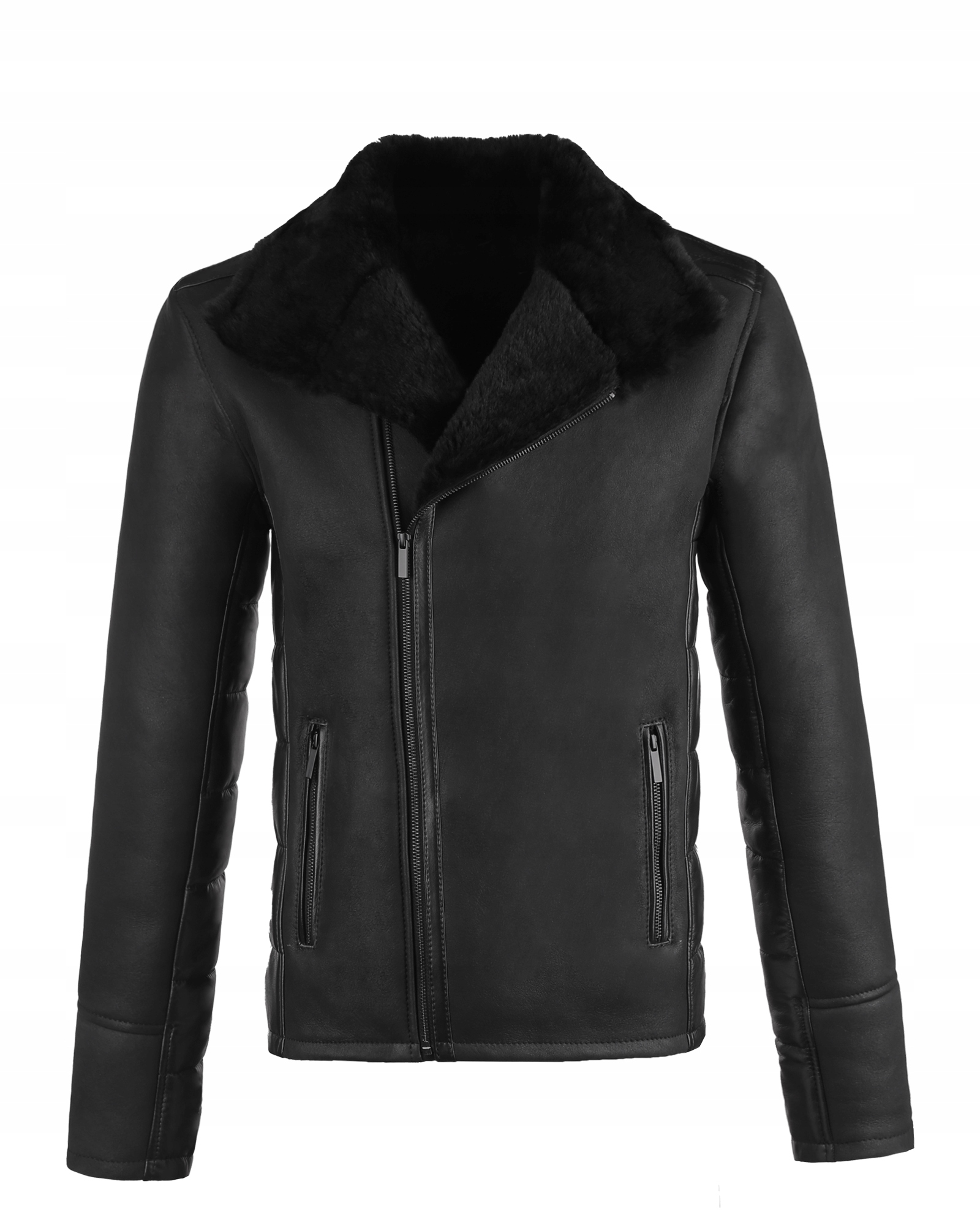 Černý Kožený Pánský Kožený Kožich Folke S