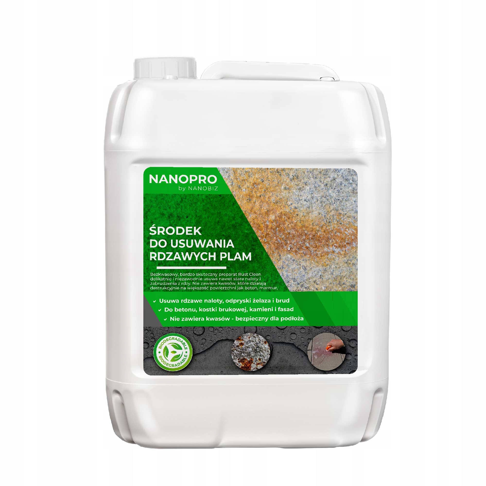 Nanopro Přípravek na odstraňování rzi 10 l Bezpečný pro dlažbu a kámen