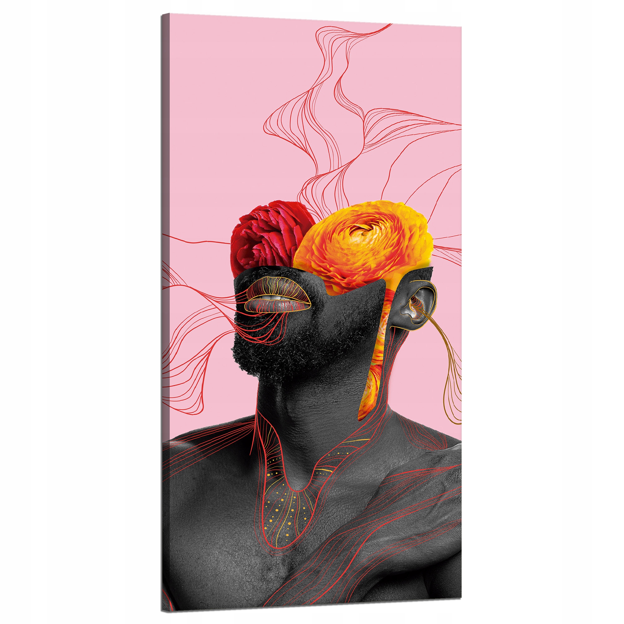 Obraz na plátně Černý Muž Květiny Příroda 60x120 cm