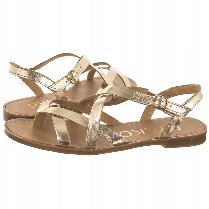 Buty Damskie Sandały Japonki Ryłko Złote BCF49_Q_