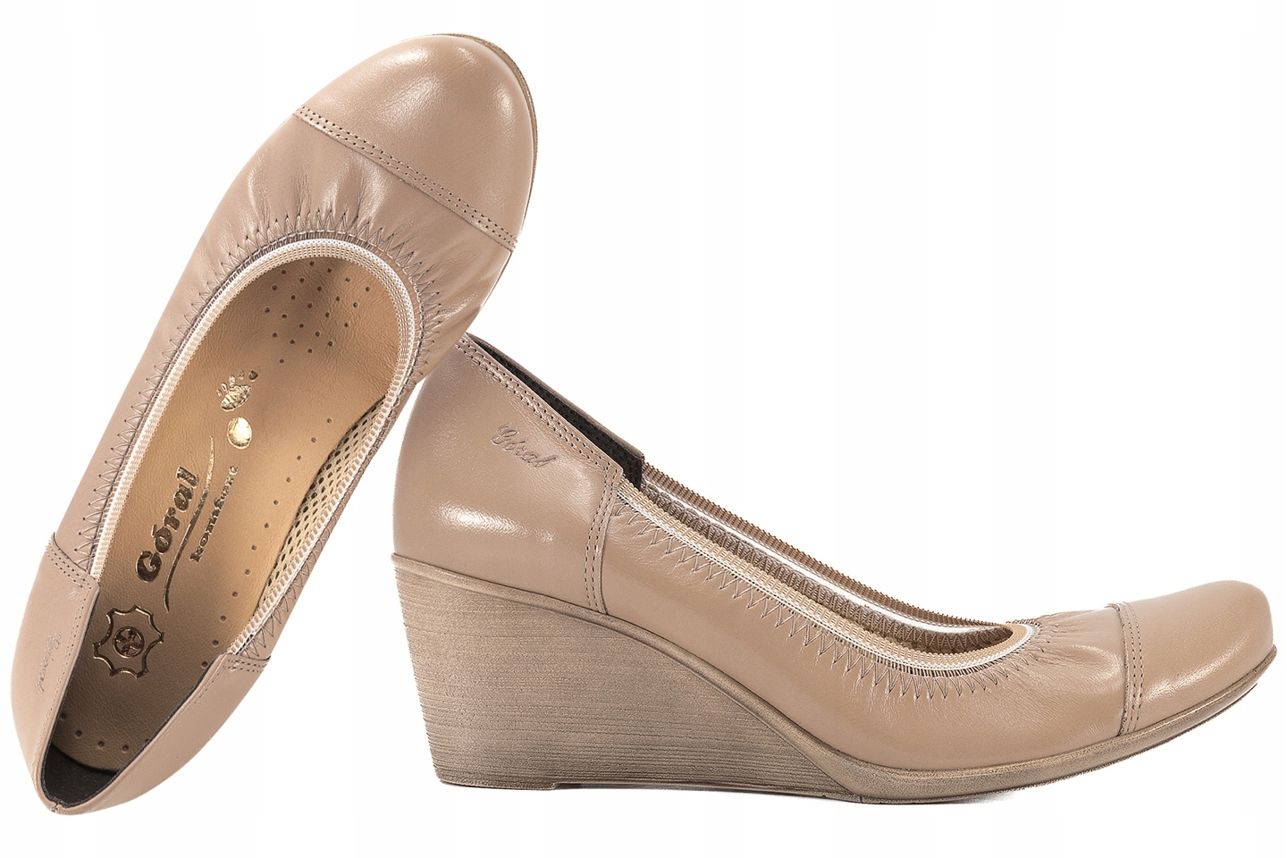 Góral 563 Dámské Kožené Polobotky Na Klínku Béžová 41