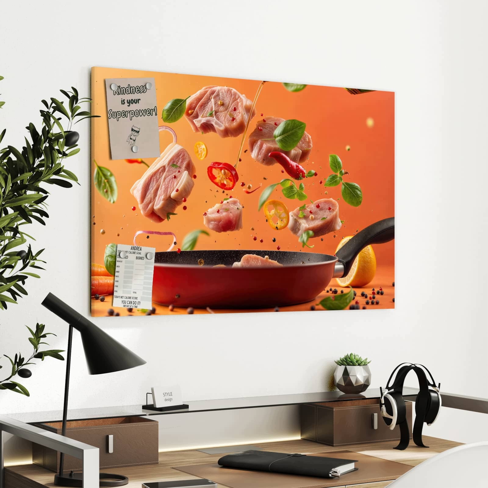Magnetická tabule Svěží Ingredience kulinarne 90 × 60 cm