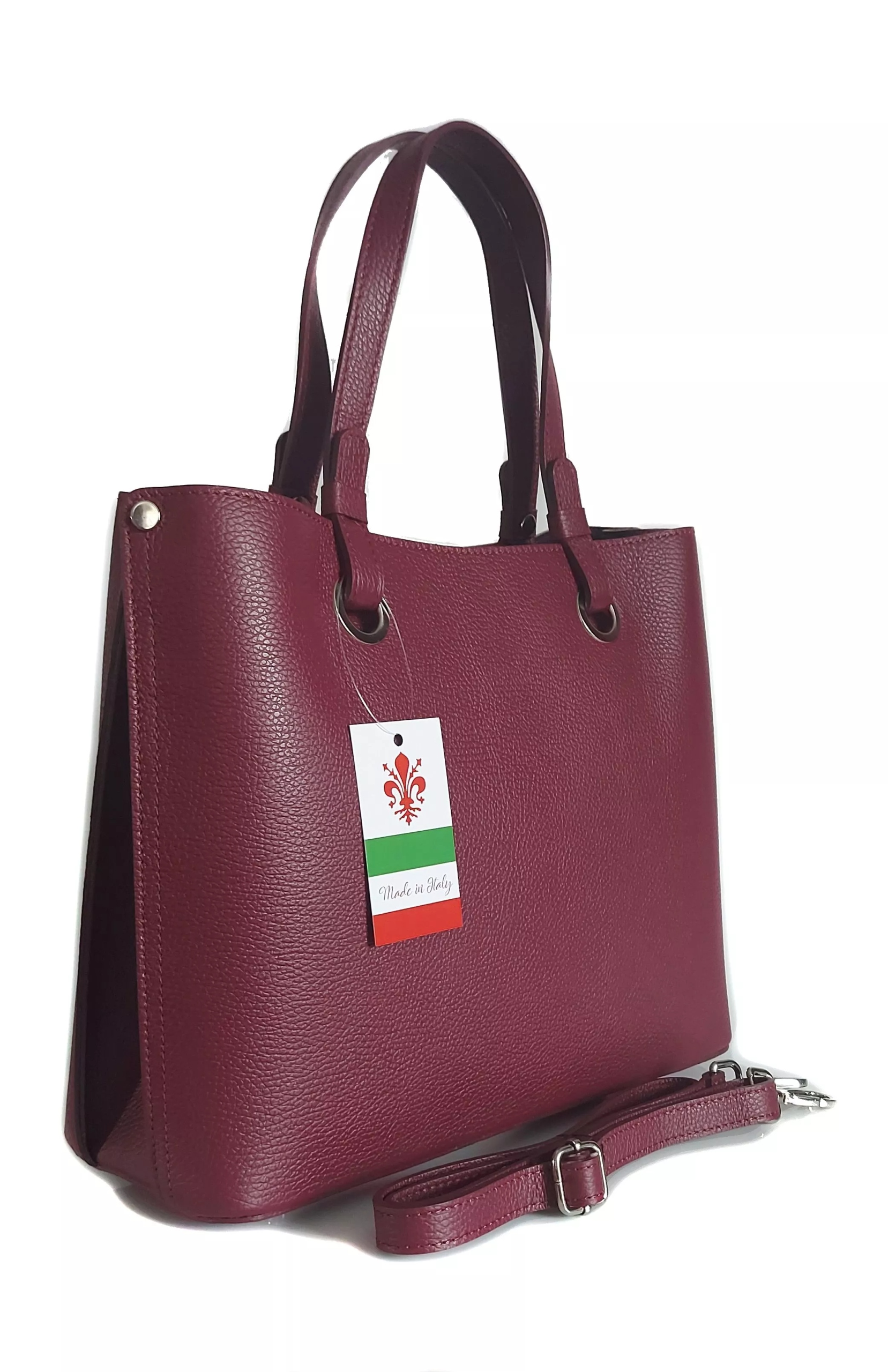 Velká Elegantní Kožená Taška Na Rameno Shopper Bag Formát A4 Bordó