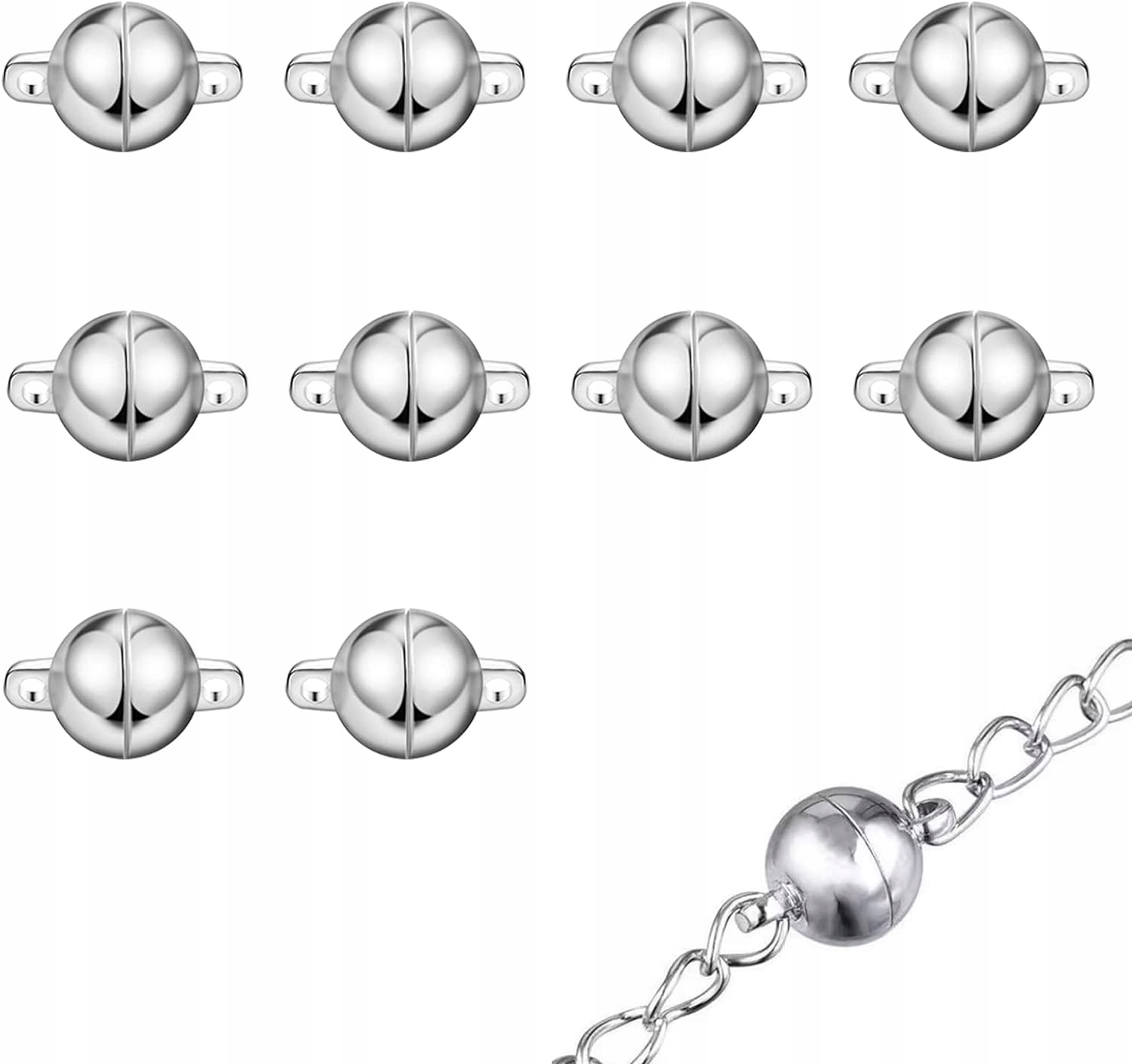 ZAPIĘCIA MAGNETYCZNE do naszyjników i bransoletek biżuterii 8 mm 10 szt