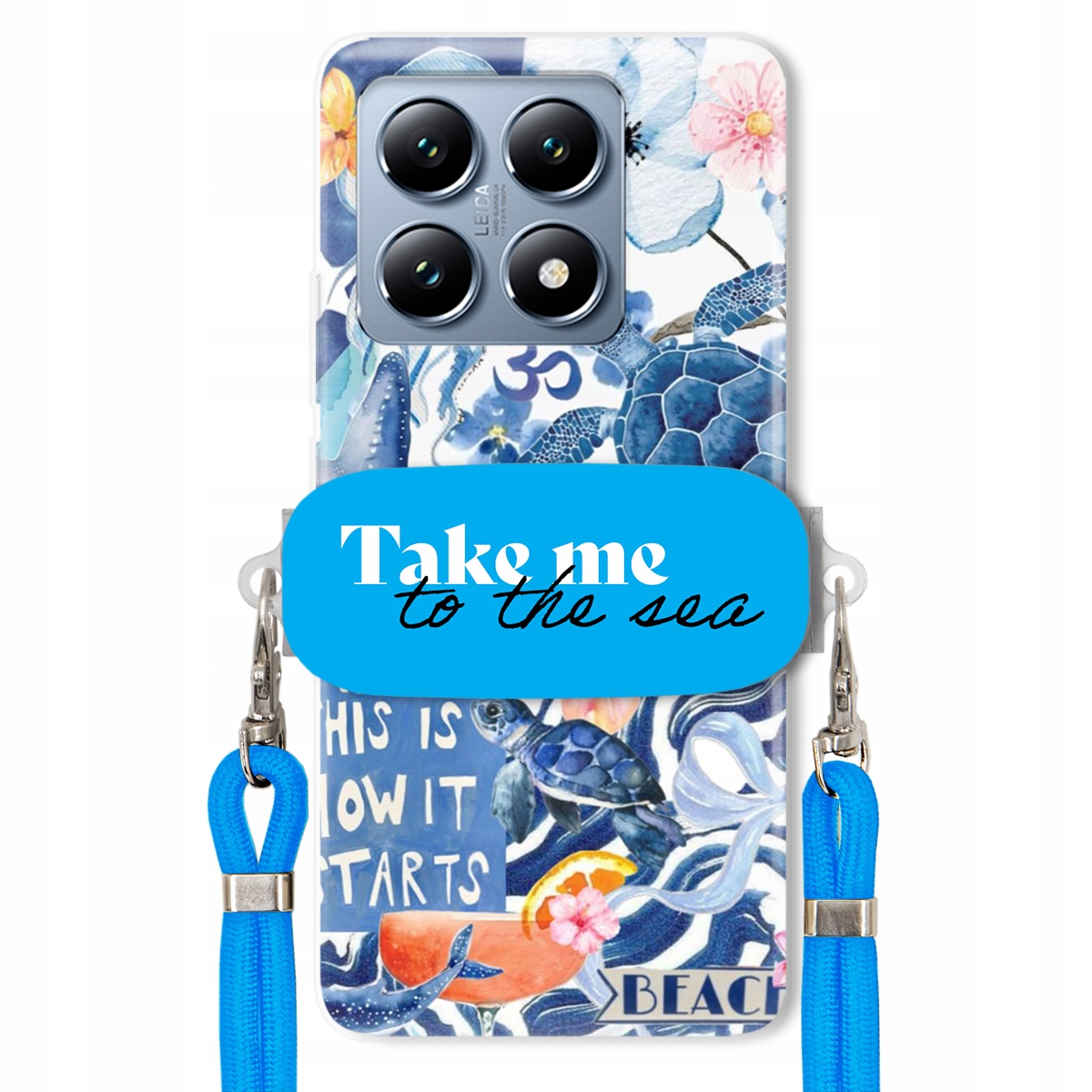 Pouzdro pro Xiaomi 14T Modré Crossbody vodítko Držák Take Me To The Sea