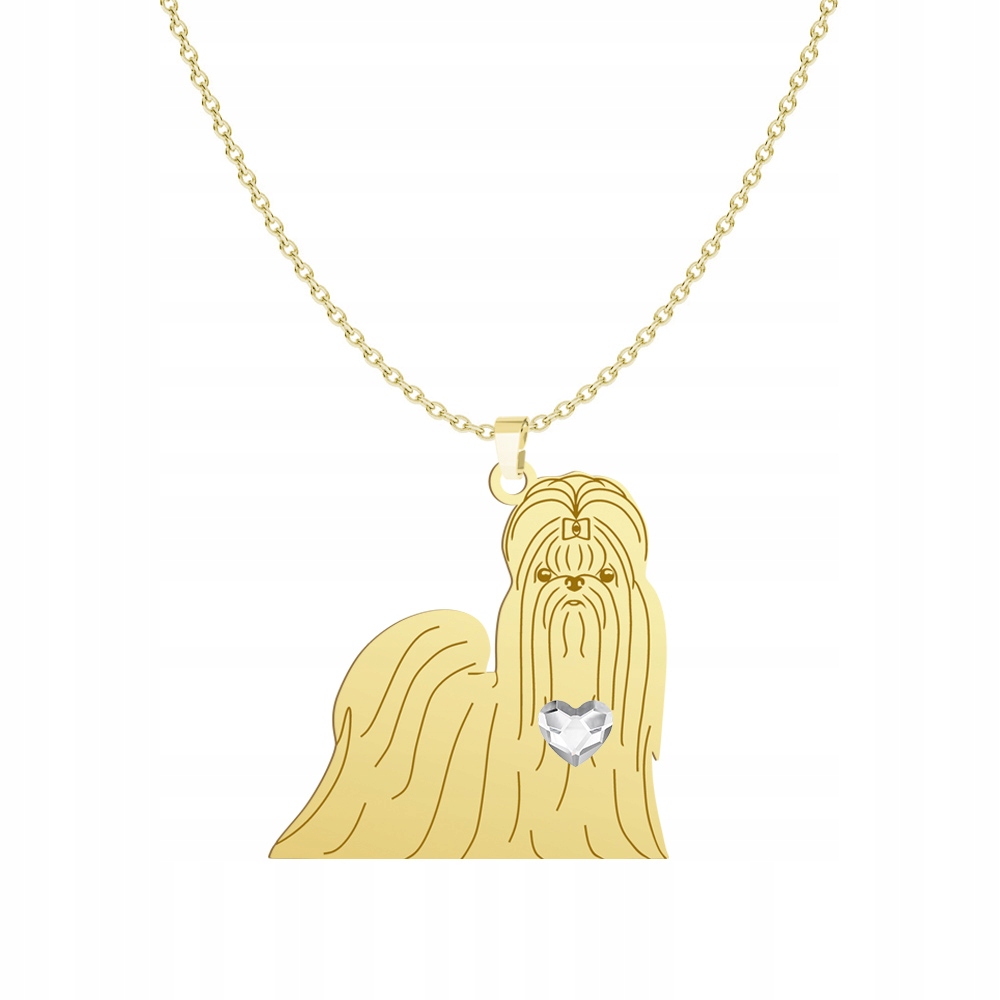 Zlatý náhrdelník s psem Shih Tzu Stříbro 925 Dárek Řetízek Gravírování Bonus