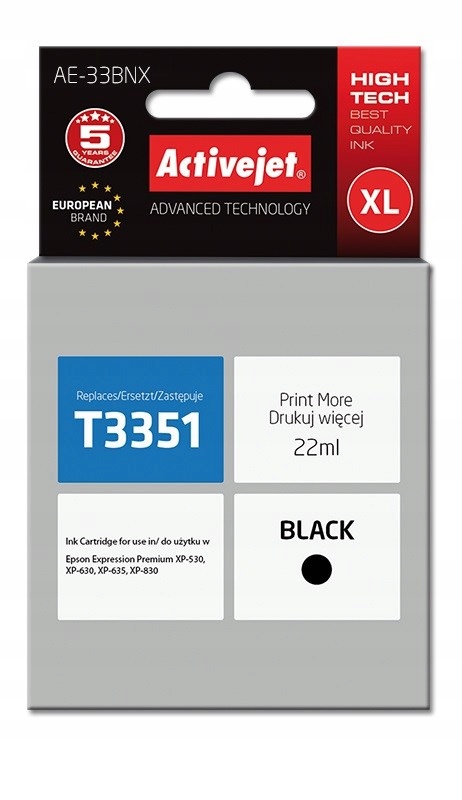 Tusz Activejet AE-33BNX Epson 33XL T3351; Supreme;