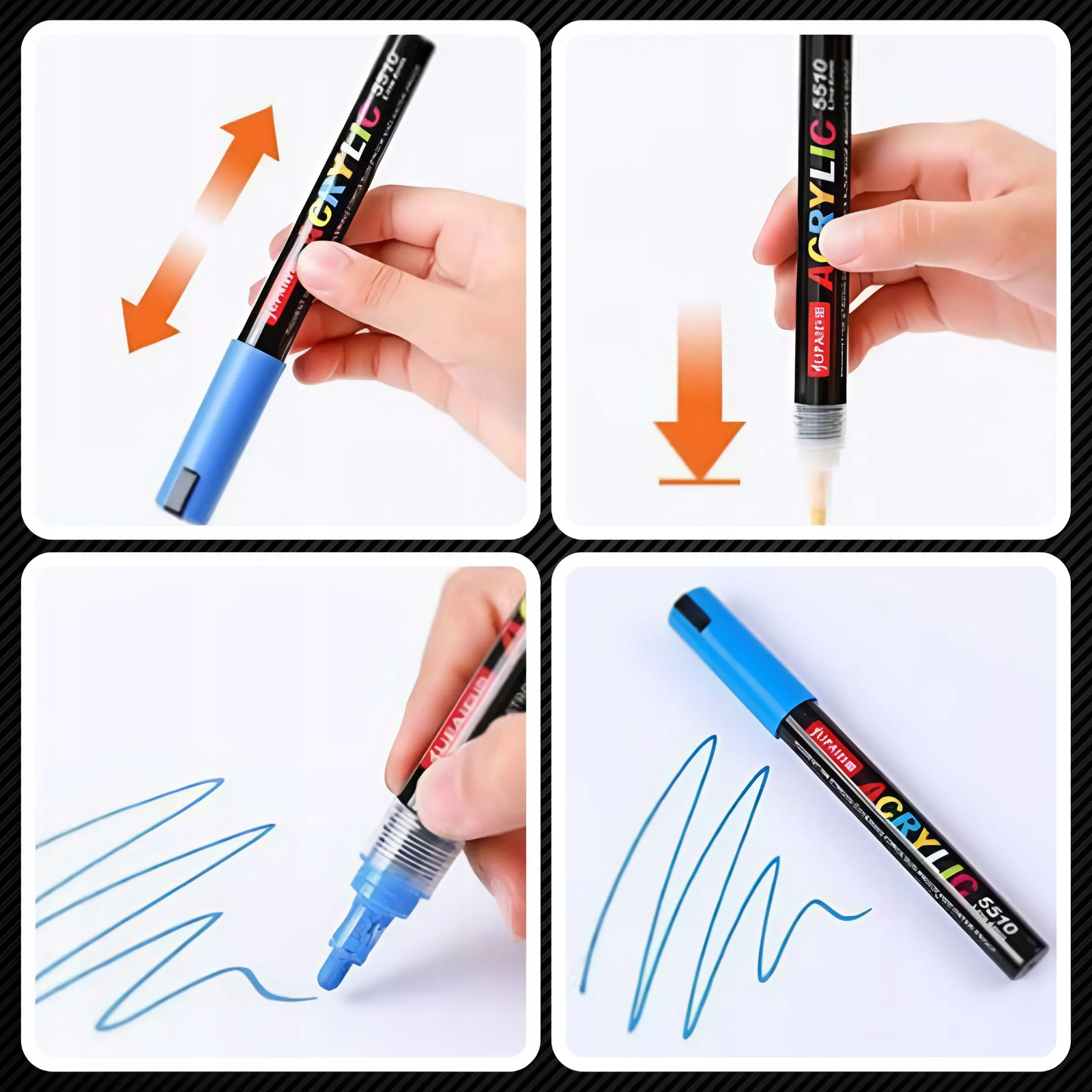 PISAKI FLAMASTRY MAZAKI MARKERY AKRYLOWE 24 KOLORY PROMARKERY ZESTAW+ETUI Rodzaj flamastry