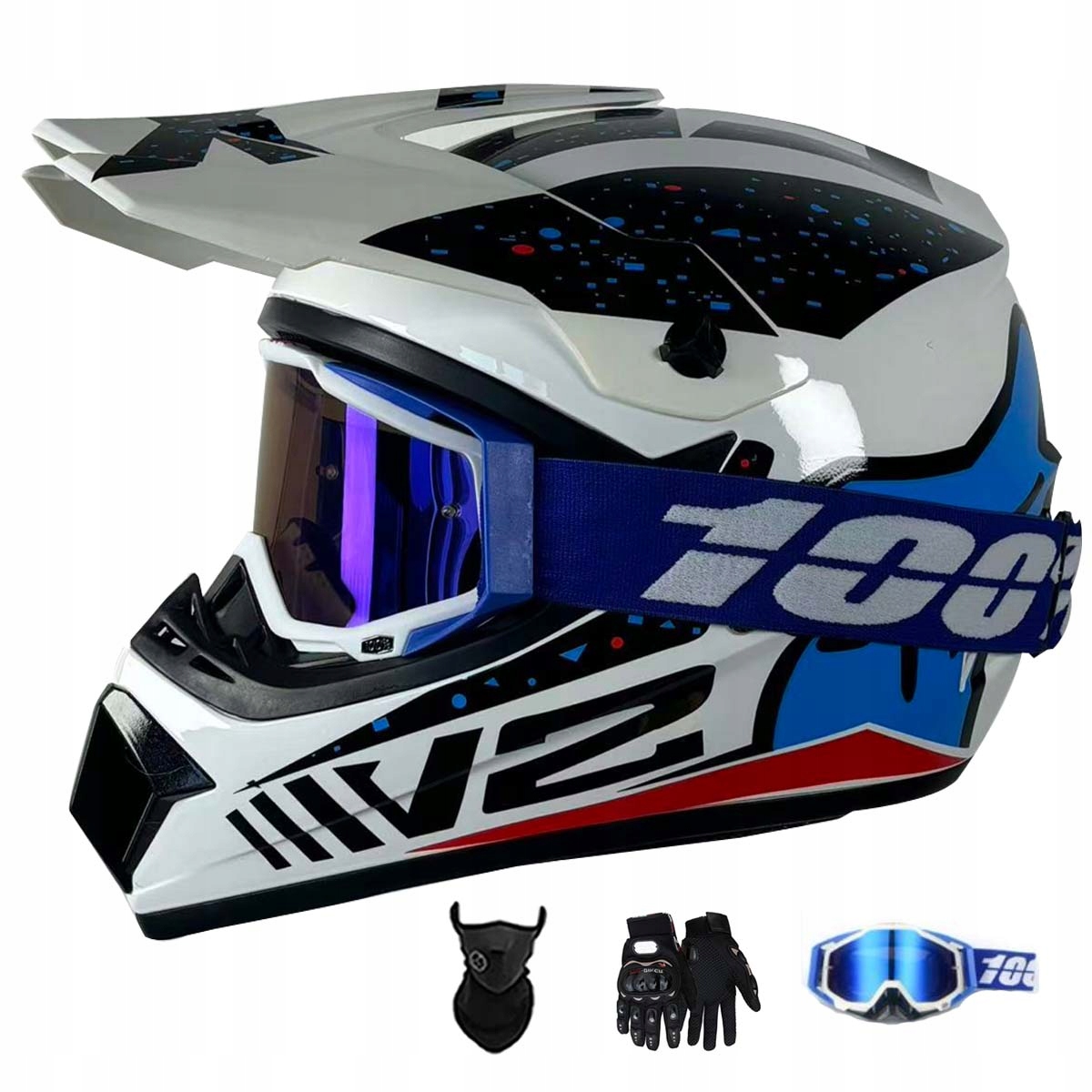 Motocyklová Přilba Lehká Enduro Quada Brýle Rukavice Maska S