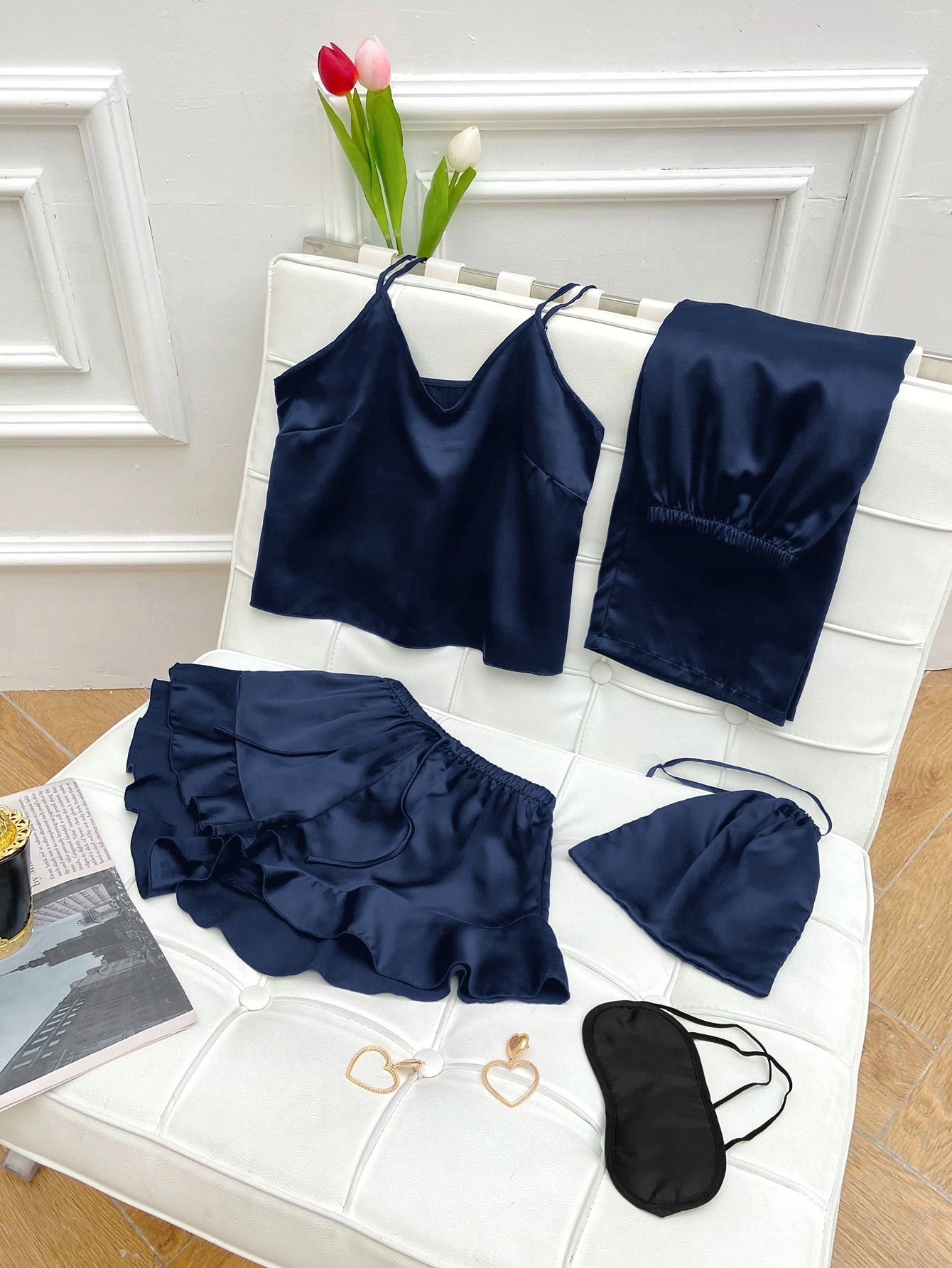 exkluzivní saténová Pyžamo módní a pohodlný Komplet na léto Velikost L 21