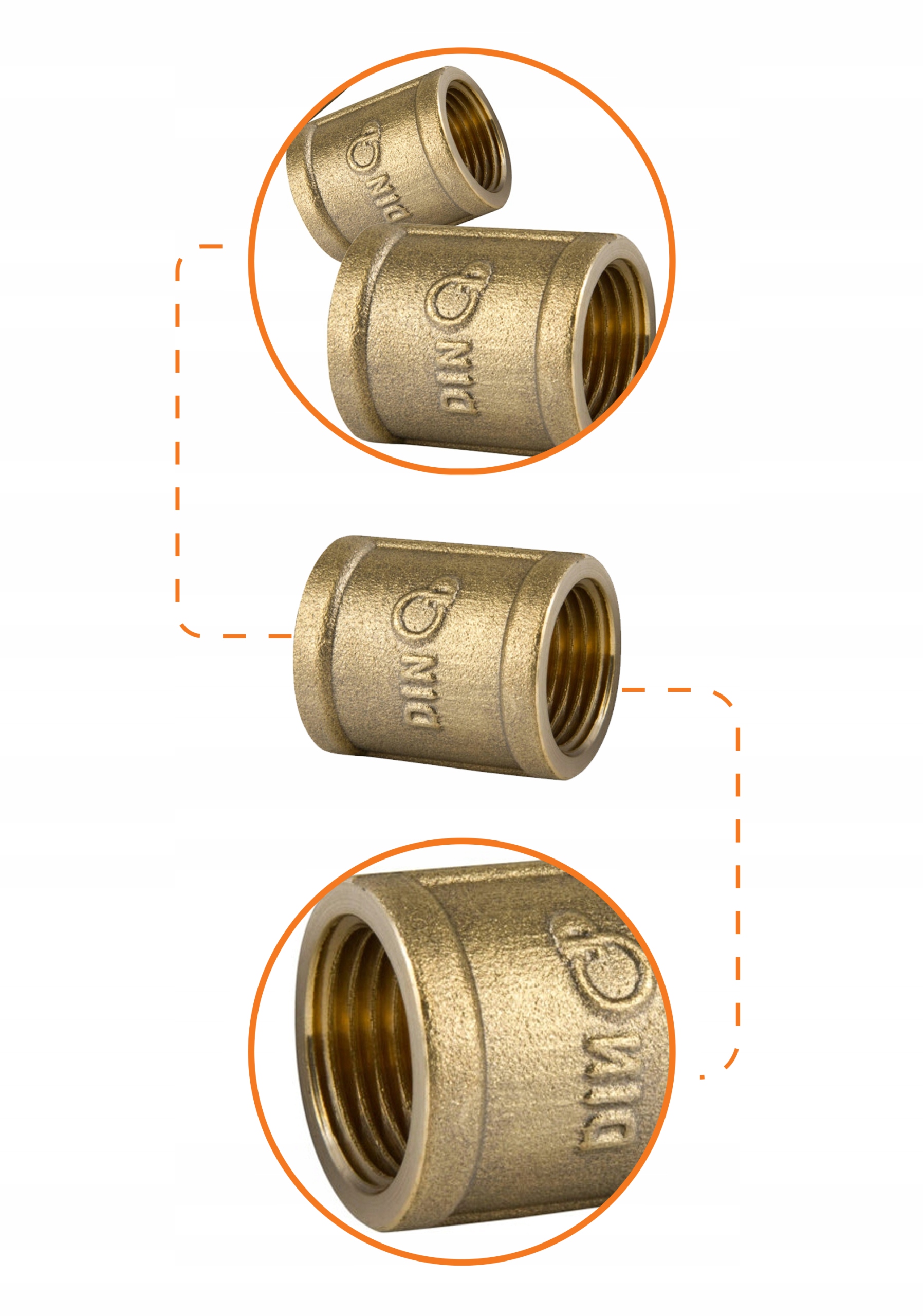 ZŁĄCZKA MUFA ŁĄCZNIK GW 1/2"DN15 MOSIĘŻNA DIAMOND Długość 0.03 m